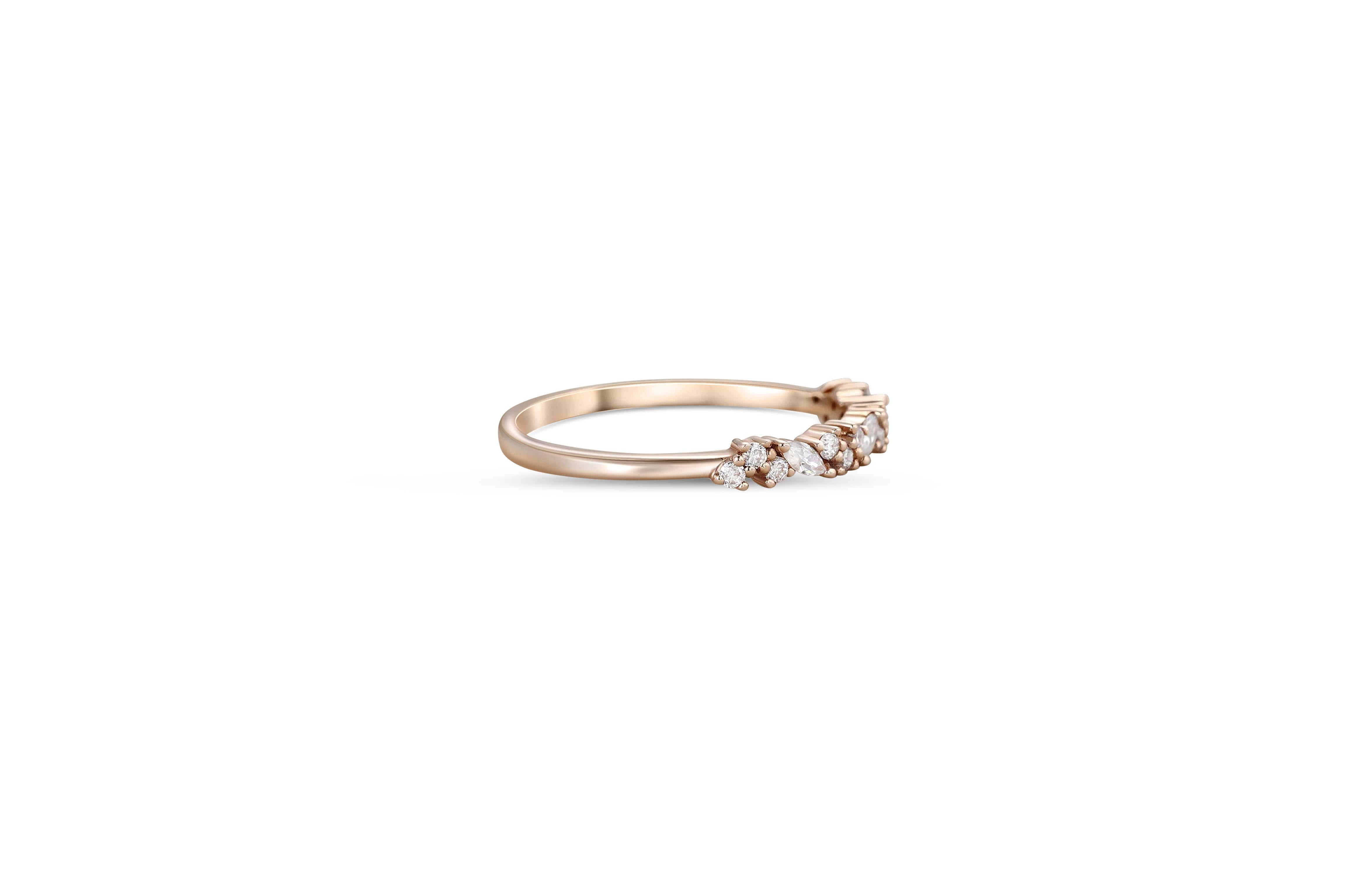 For Sale:  Marquise Wedding 14k gold ring 3