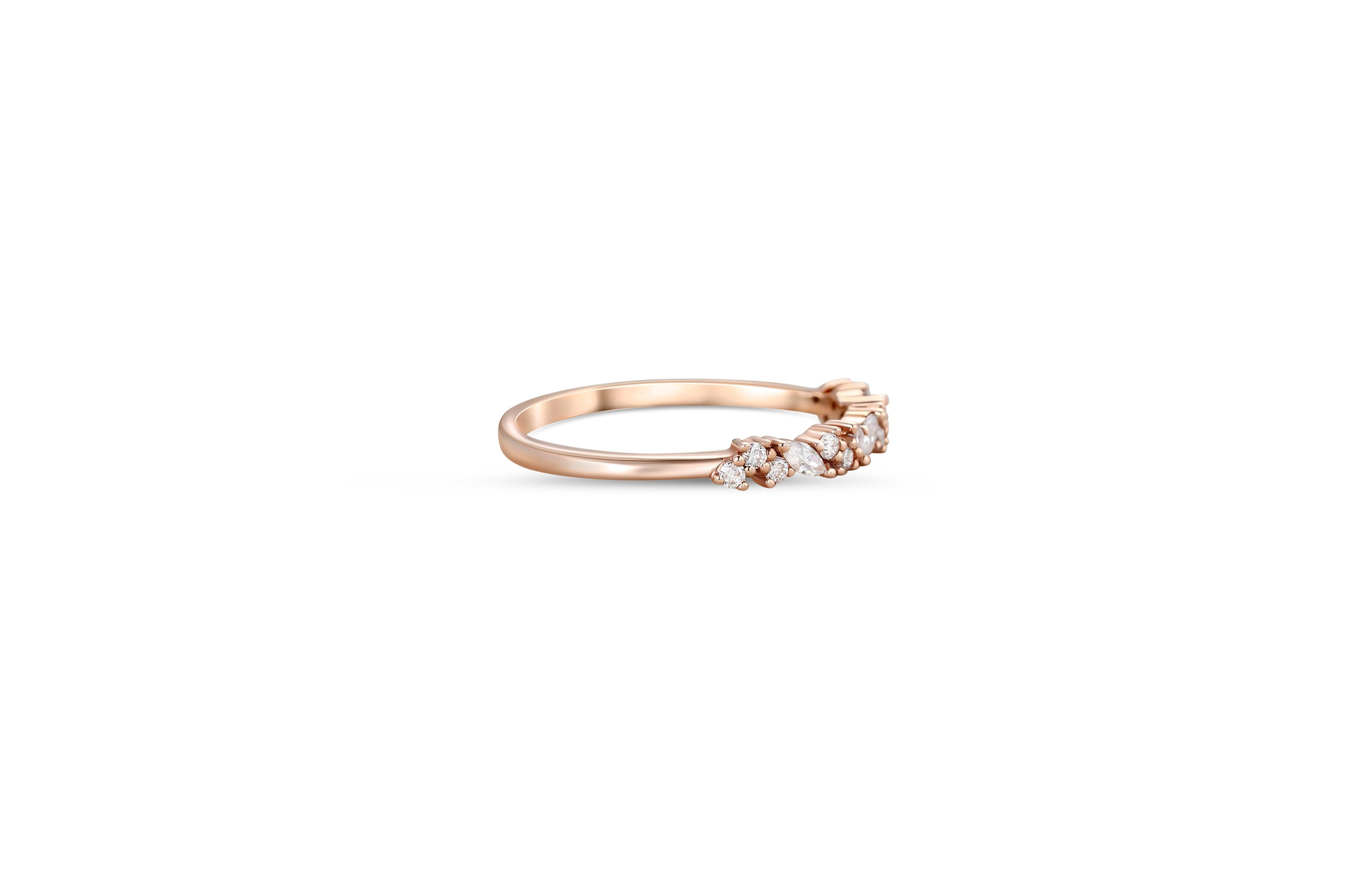 For Sale:  Marquise Wedding 14k gold ring. 4