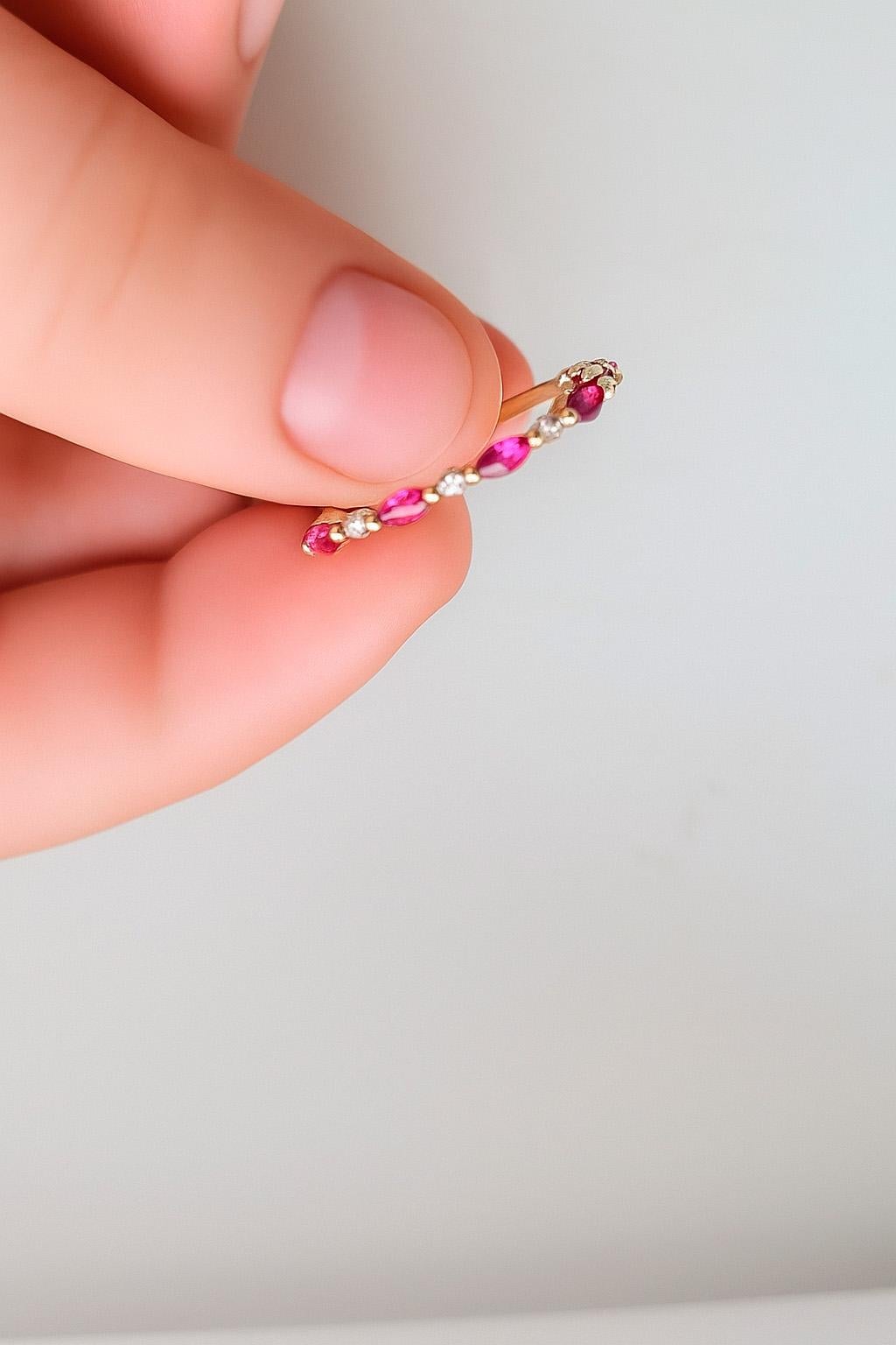 En vente :  Bague de mariage marquise en or 14 carats 4