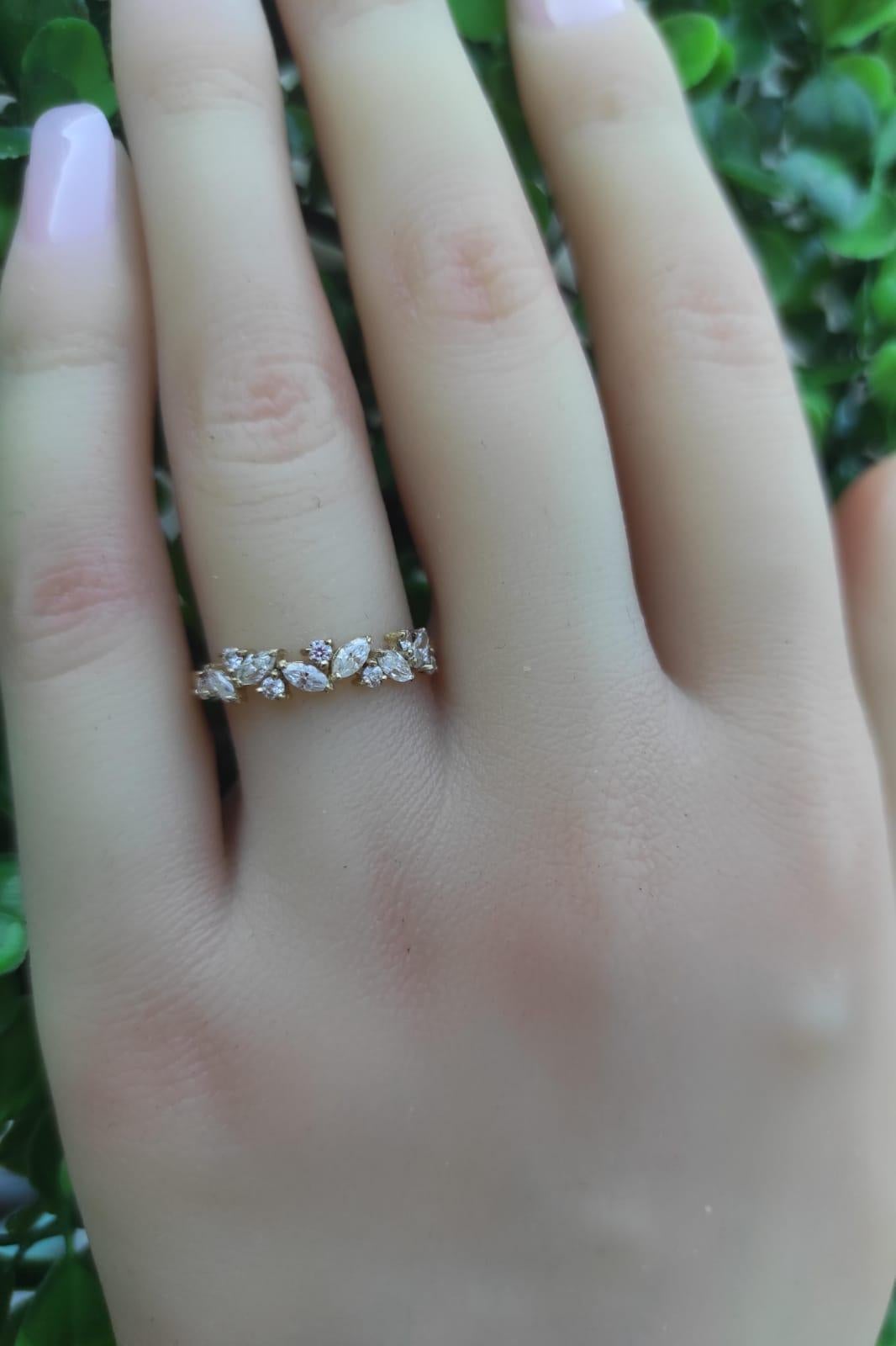 Marquise Wedding 14k gold ring 7