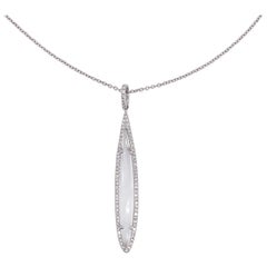 Marquise White Topaz and Diamond Pendant, 14k White Gold, Marquise Halo Necklace