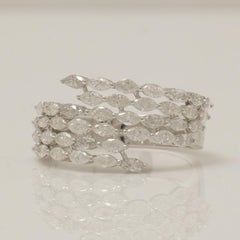 Anello a fascia larga con diamante Marquise in oro massiccio 14K (certificato)