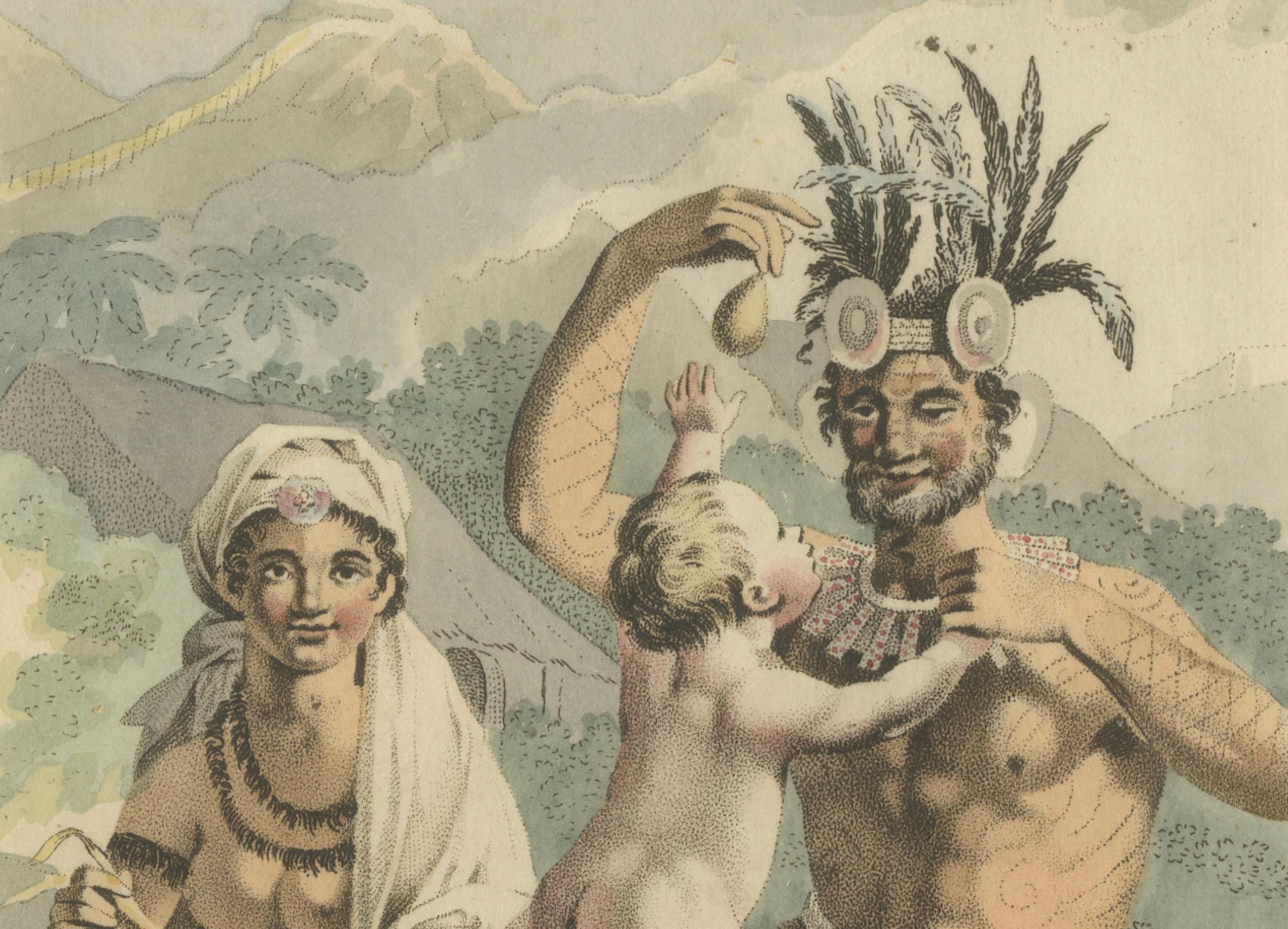 Marquisen-Eilanders – Antique Hand-Colored Ethnographic Engraving (early 1800s)
