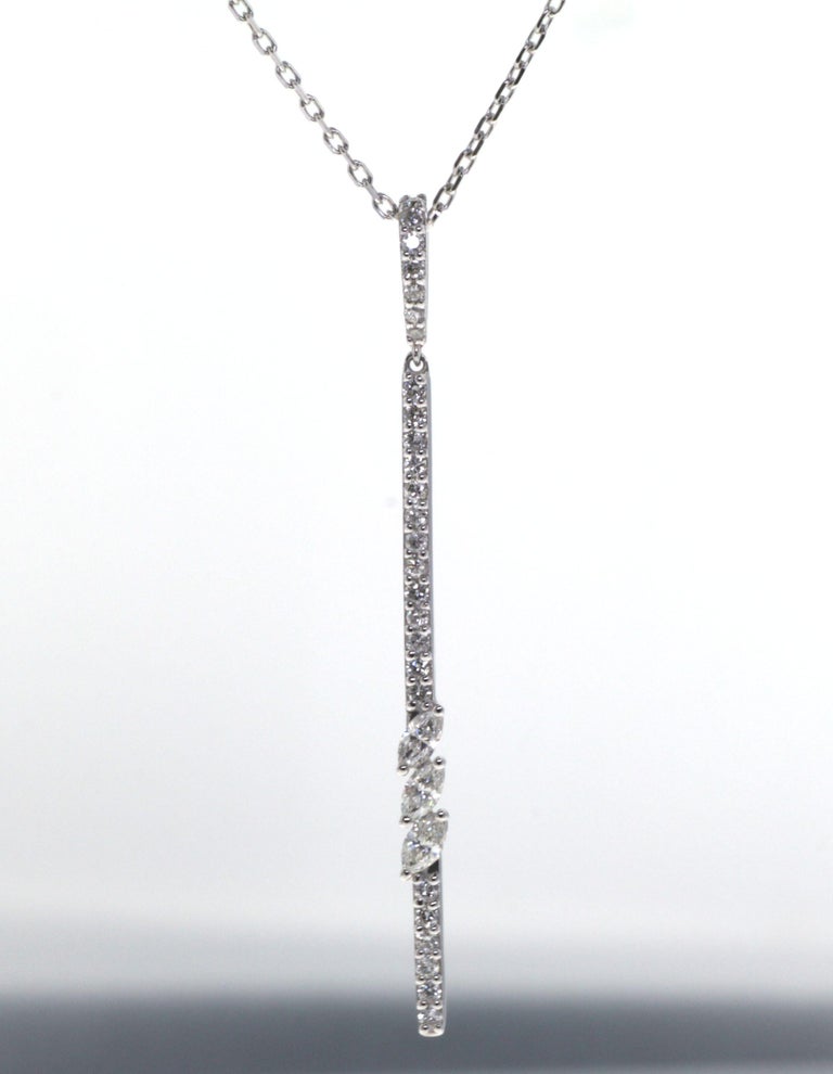 Marquises Diamonds Drop Pendant Necklace in 18 Karat White Gold For
