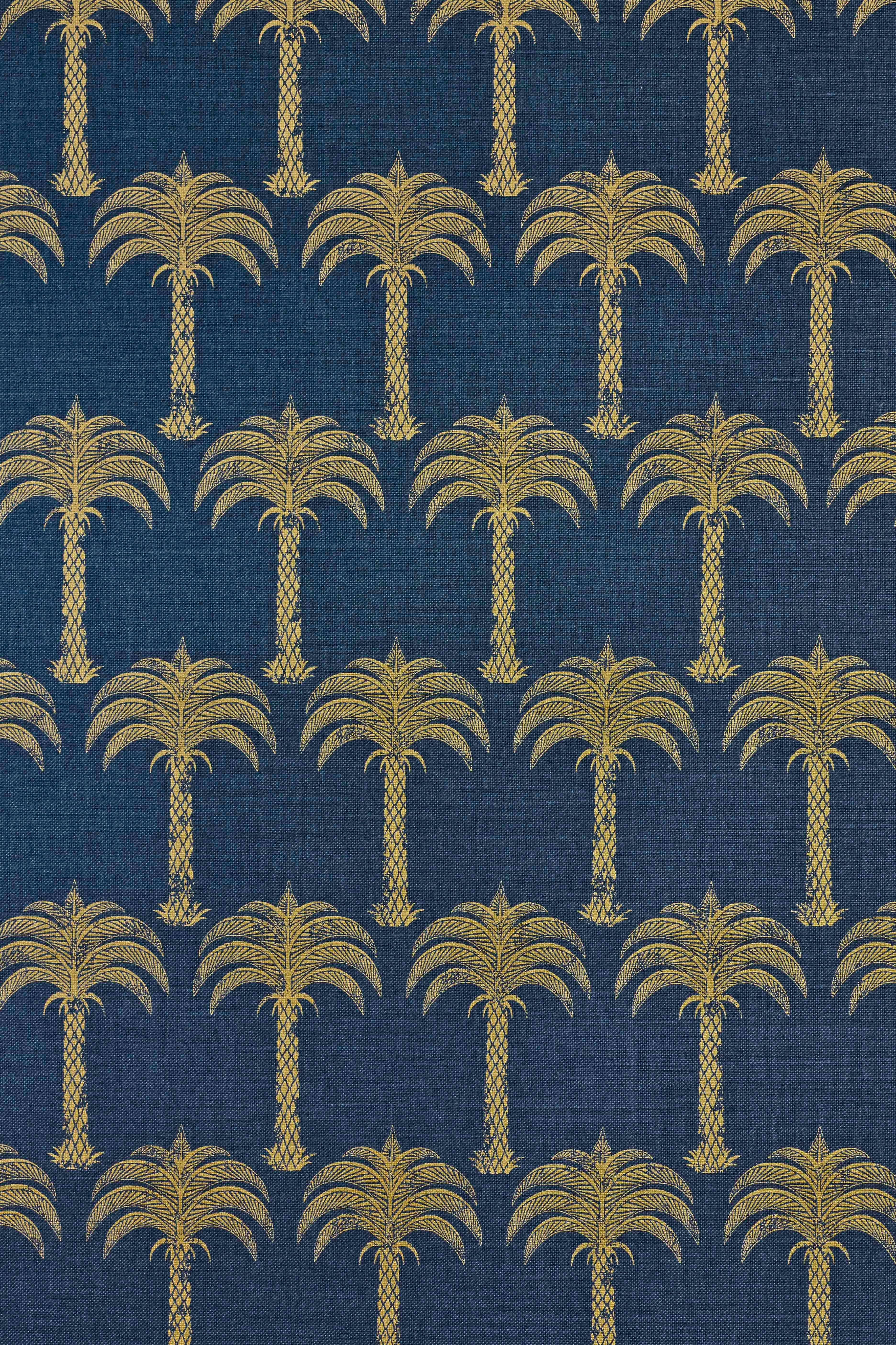 'Marrakech Palm' Contemporary, Traditional Fabric in Gold on Natural In New Condition For Sale In Pewsey, Wiltshire