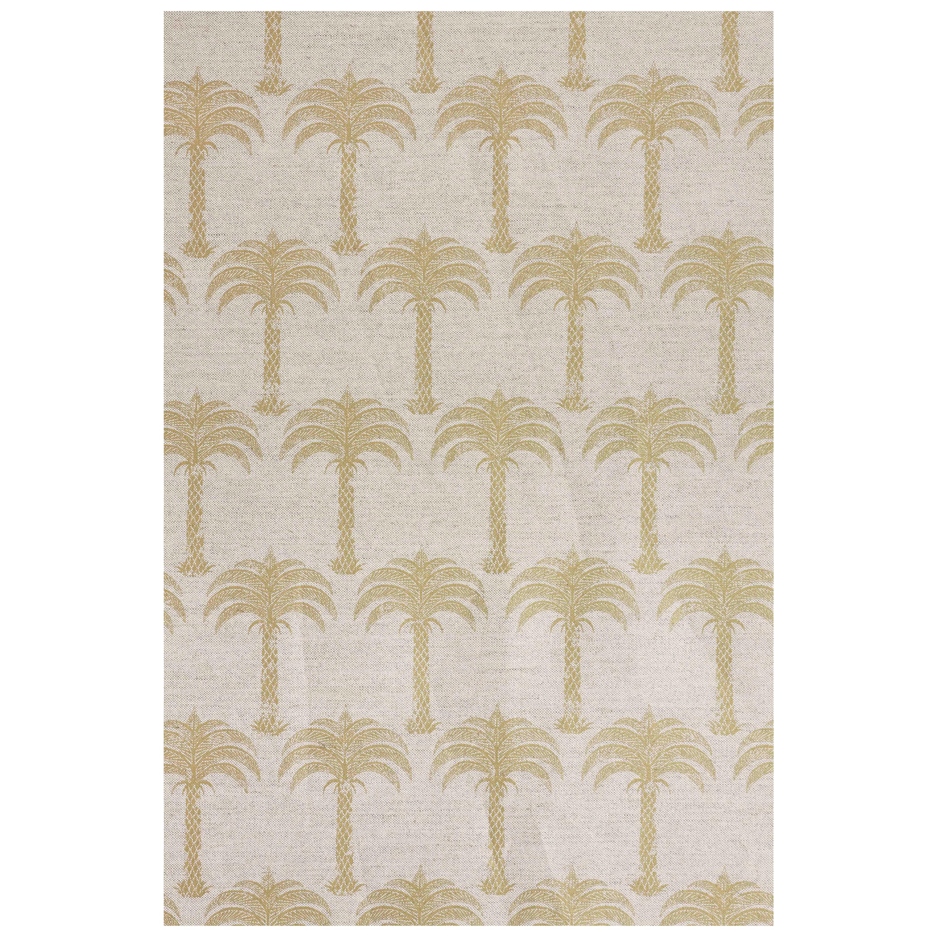 'Marrakech Palm' Contemporary, Traditional Fabric in Gold on Natural For Sale