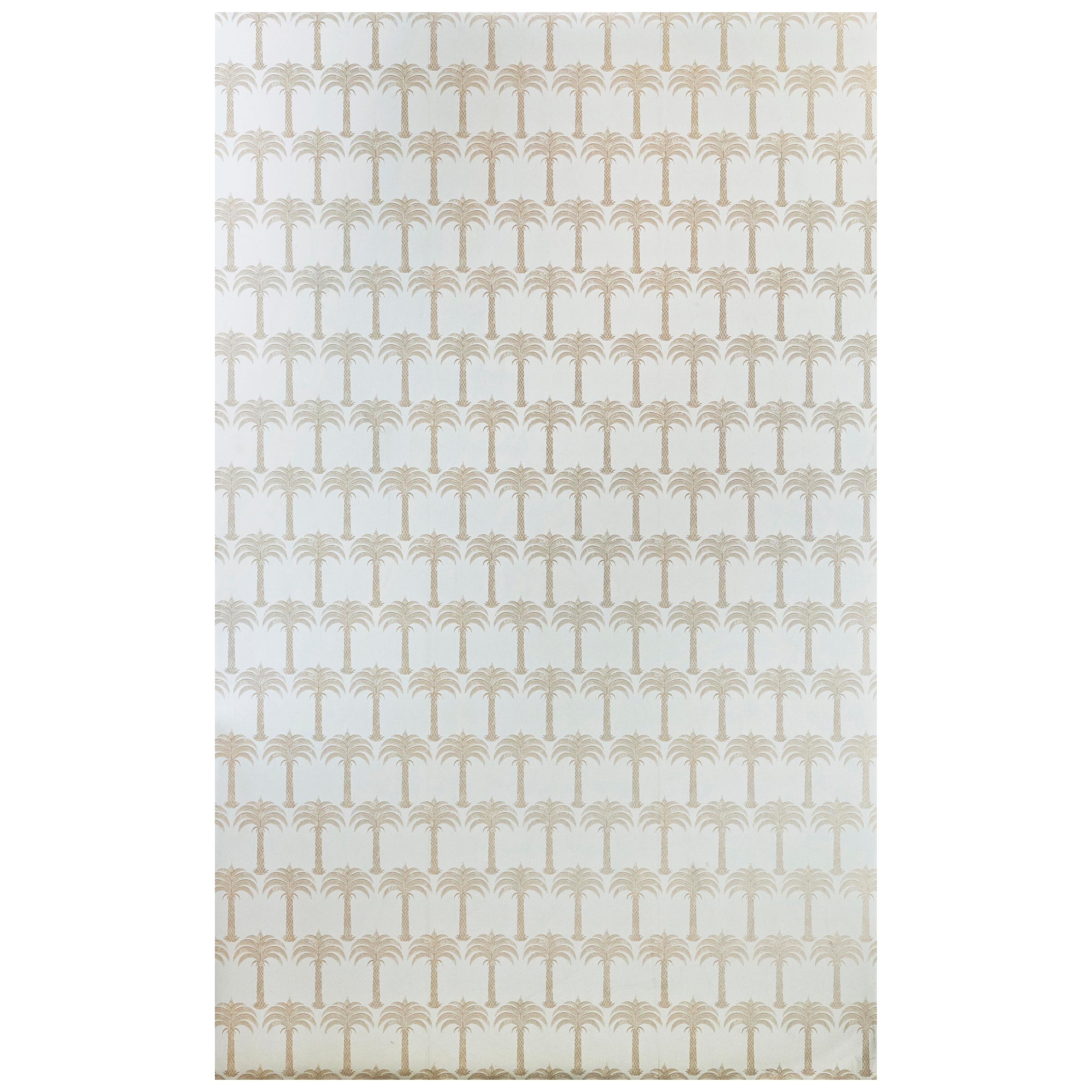 'Marrakech Palm' Contemporary, Traditional Wallpaper in Soft Gold For Sale