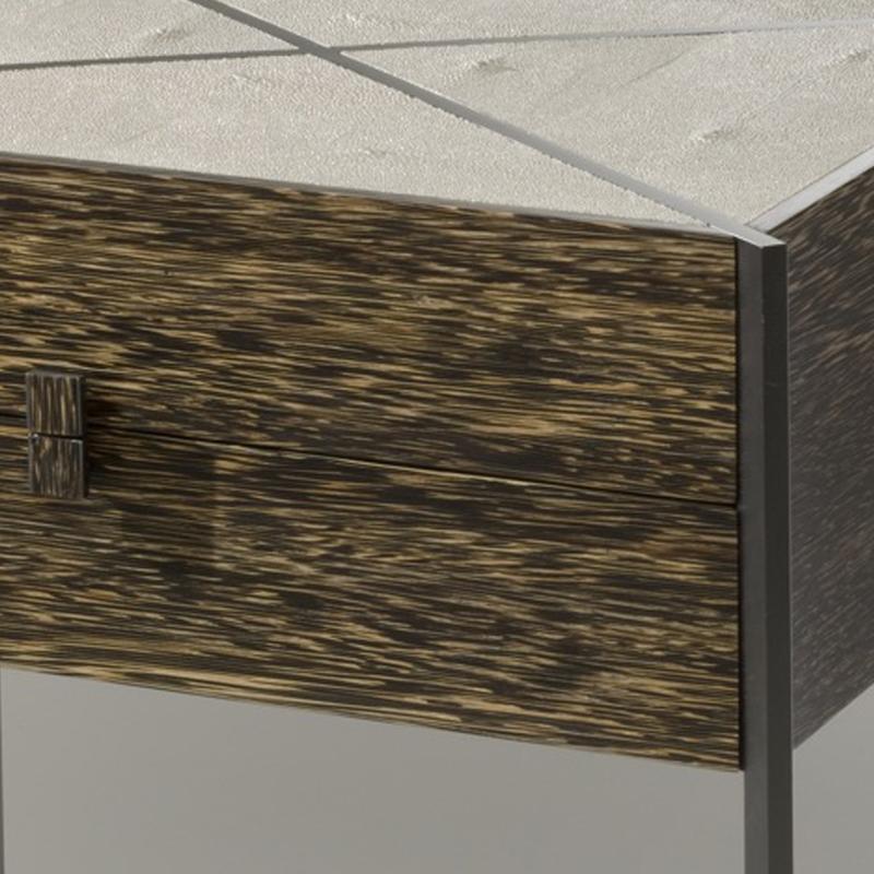 Hand-Crafted Marrakech Palm Wood and Shagreen Side Table with Drawers by Giordano Viganò For Sale