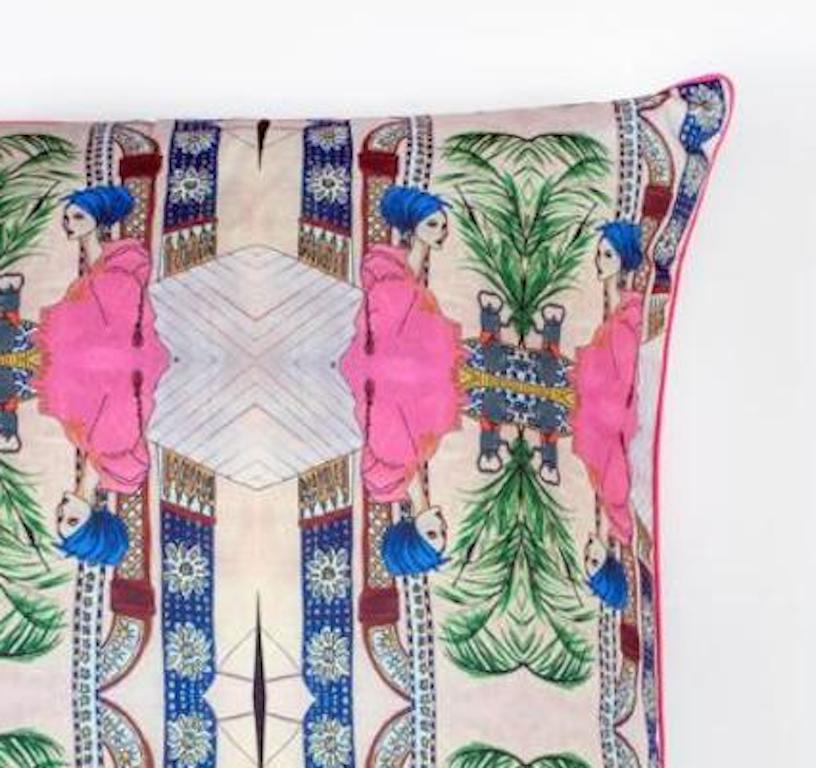 Manuel Santelices studio has developed this whimsical, witty and luxurious collection of Decorative Pillow Covers based in Manuel Santelices’ illustrations of personalities of the art, fashion and society worlds.

(The fabrics displayed are also