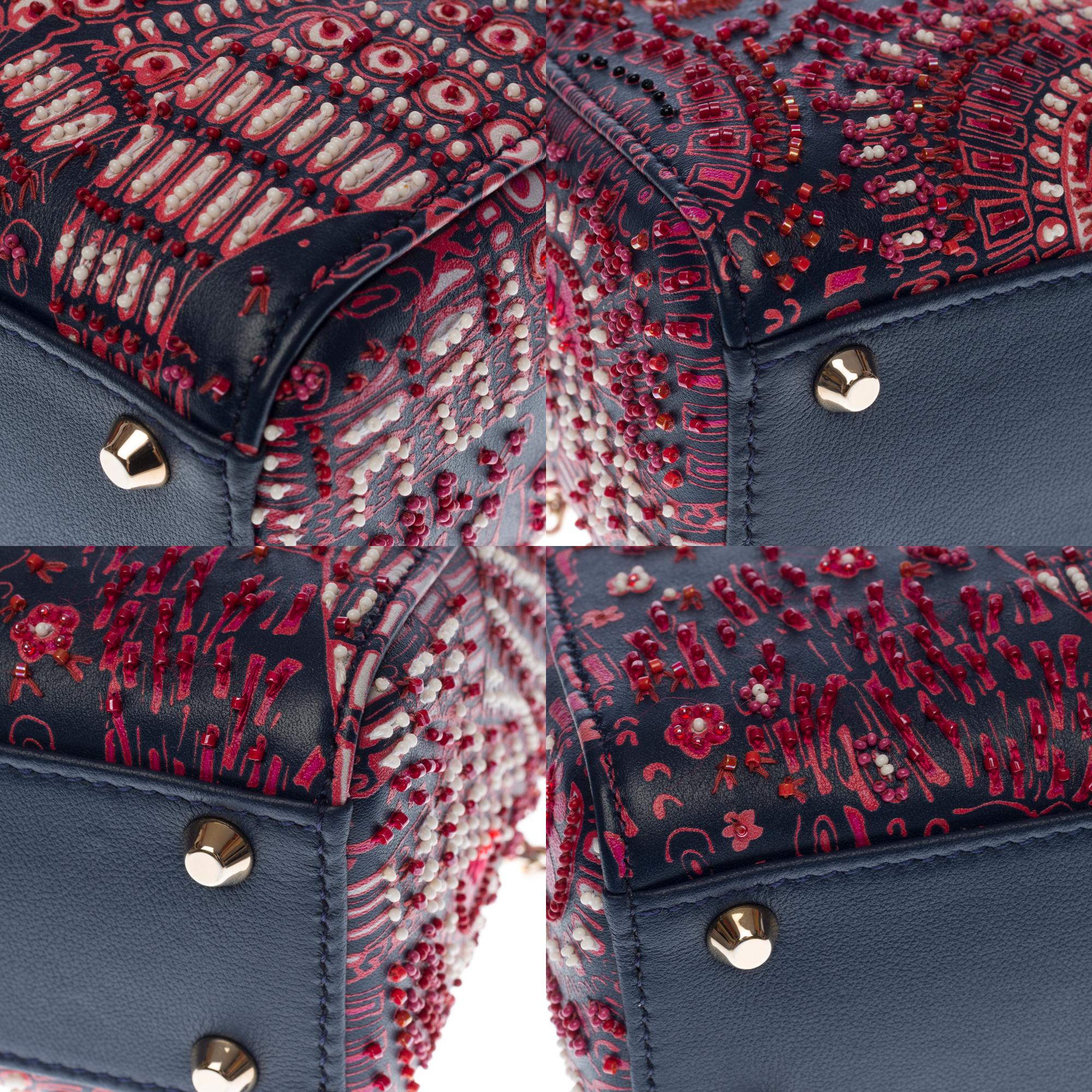 Marrakesh 2020 Limited Edition Lady Dior Mini in navy blue leather with beads 2