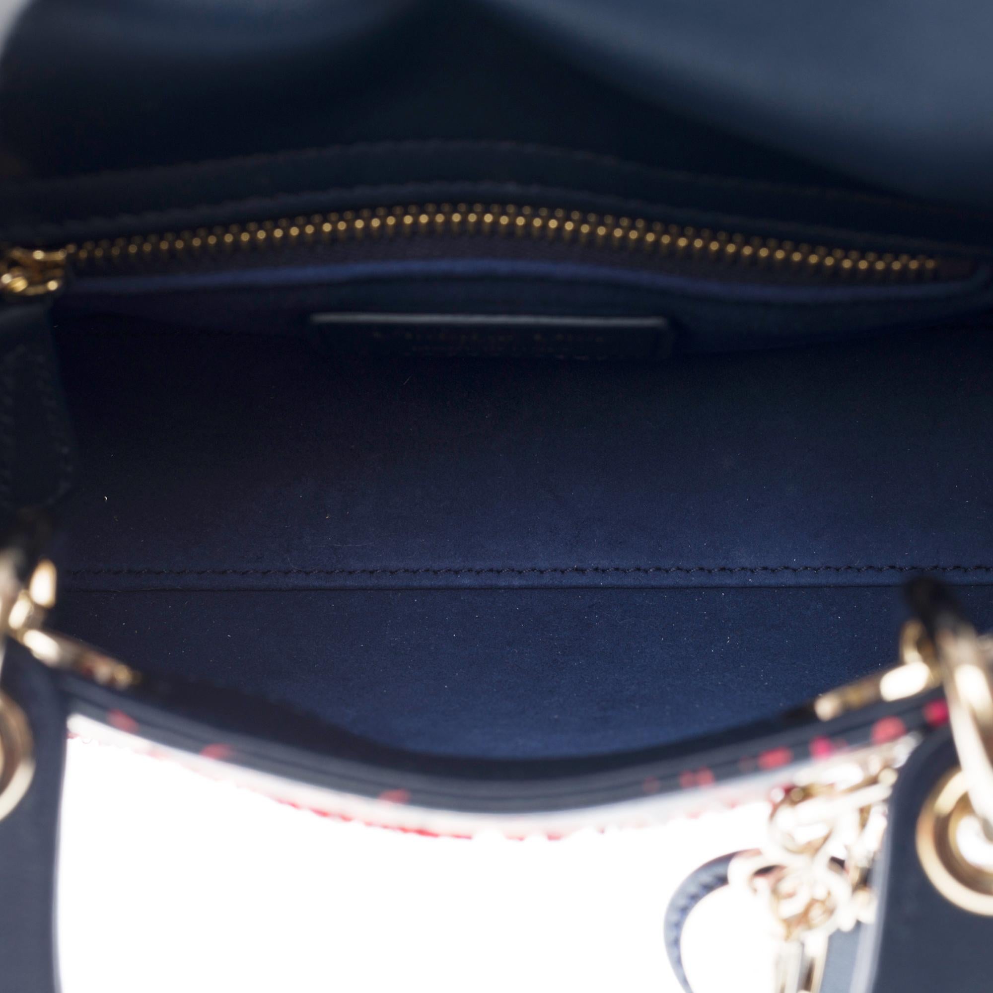Marrakesh 2020 Limited Edition Lady Dior Mini in navy blue leather with beads  In Excellent Condition In Paris, IDF