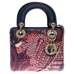 Used Marrakesh 2020 Limited Edition Lady Dior Mini in navy blue leather with beads 