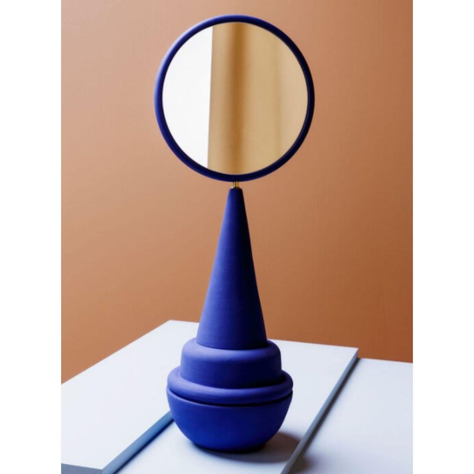 Marrakesh large table mirror by Tero Kuitunen
Material: slip cast terracotta, Mdf, chalk paint, mirror, brass.
Dimensions: D 30 x H 58 cm
Edition of 8
Also available: different colors (Blue, Brown) and different dimensions.

Inspired by the