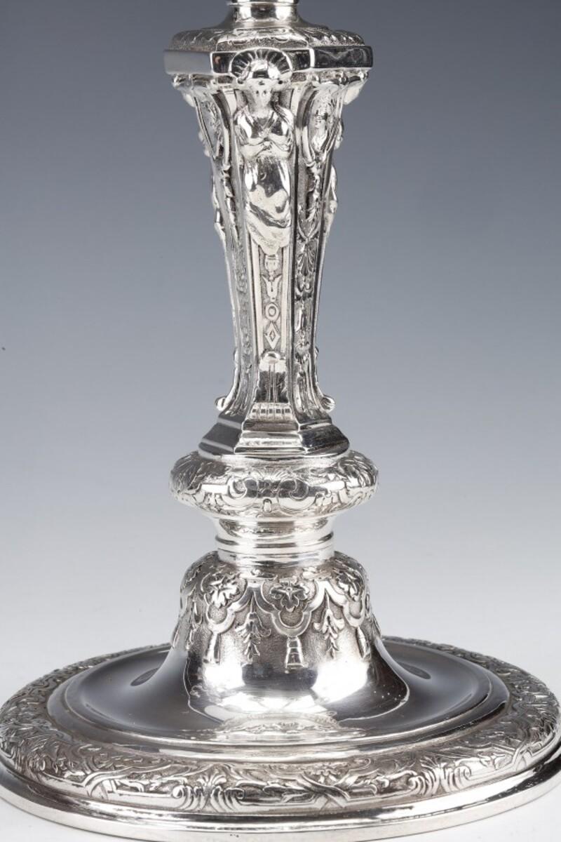 Marret Frères- Importante paire de chandeliers en argent massif du XIXe siècle en vente 12