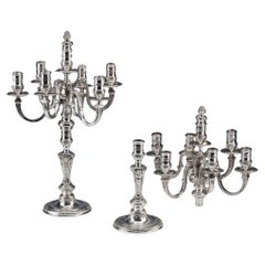 Antique Marret Frères- Important Pair of 19th Century Sterling Silver Candelabra