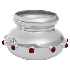 Marri Small Vase in Silver-Plated Brass & Cornelian Stone by Marau