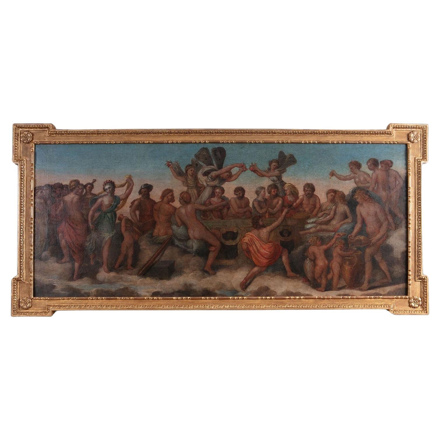 MARRIAGE OF CUPID AND PSYCHE  OIL ON CANVAS in Giltwood Kent Style Frame