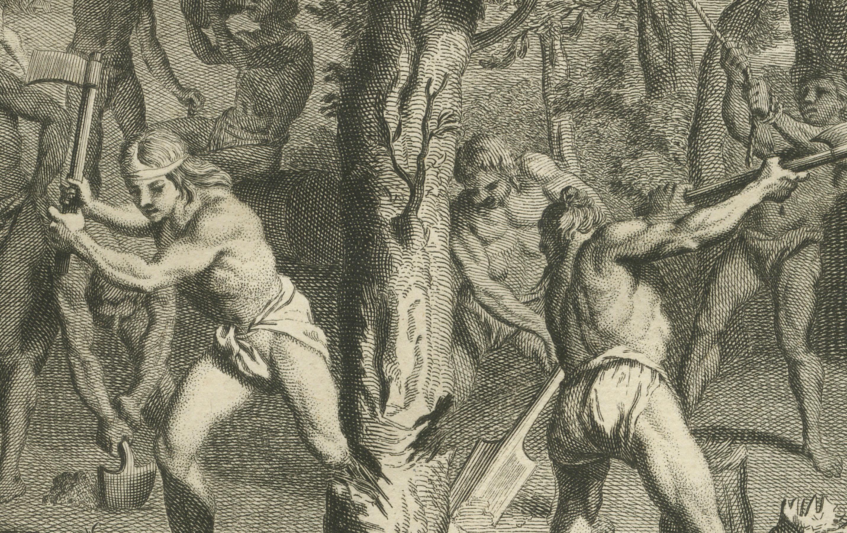 Marriage of the Indians of Panama und Land Clearing for the Newlyweds, 1734 (Graviert) im Angebot