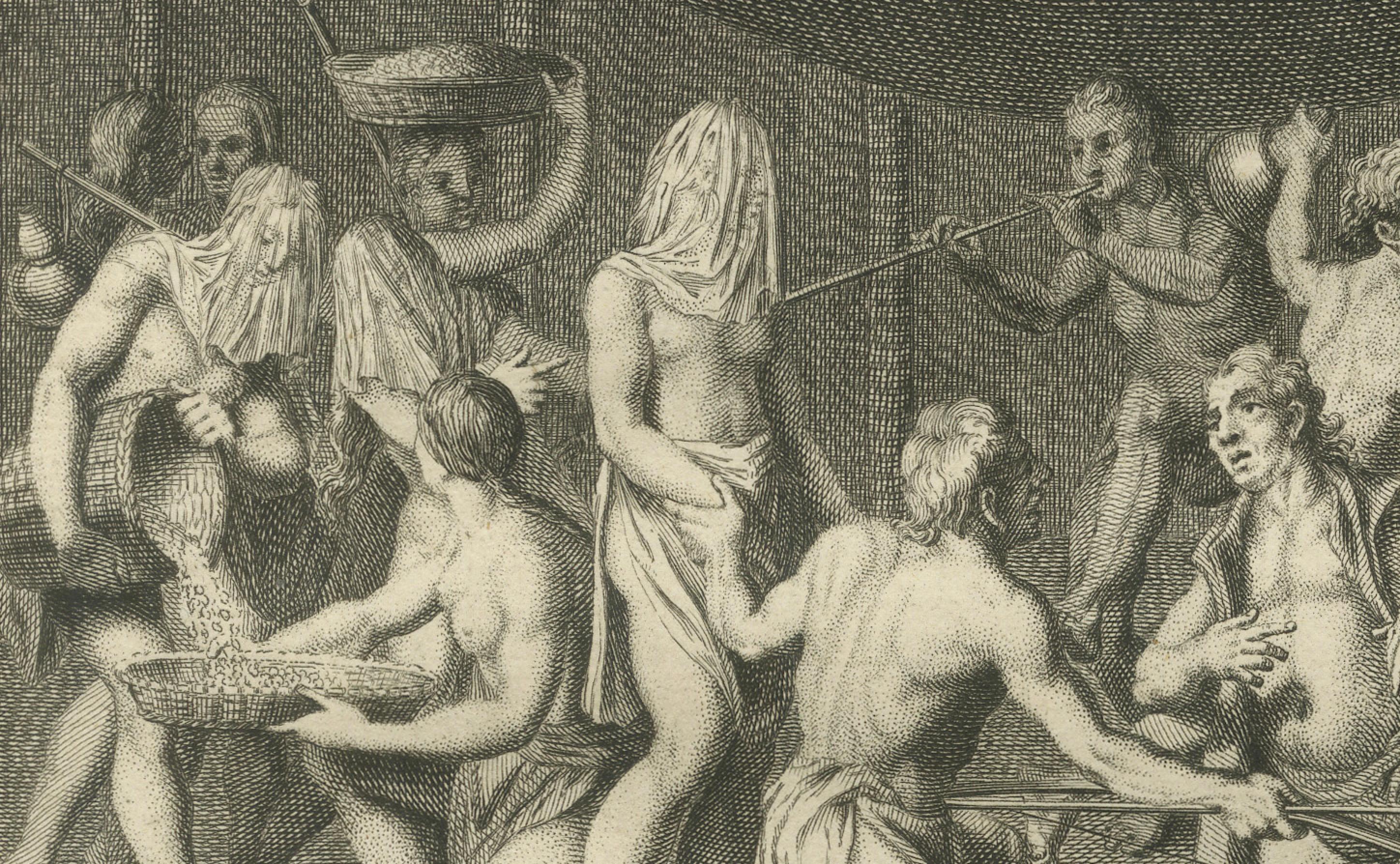 Marriage of the Indians of Panama und Land Clearing for the Newlyweds, 1734 im Zustand „Gut“ im Angebot in Langweer, NL