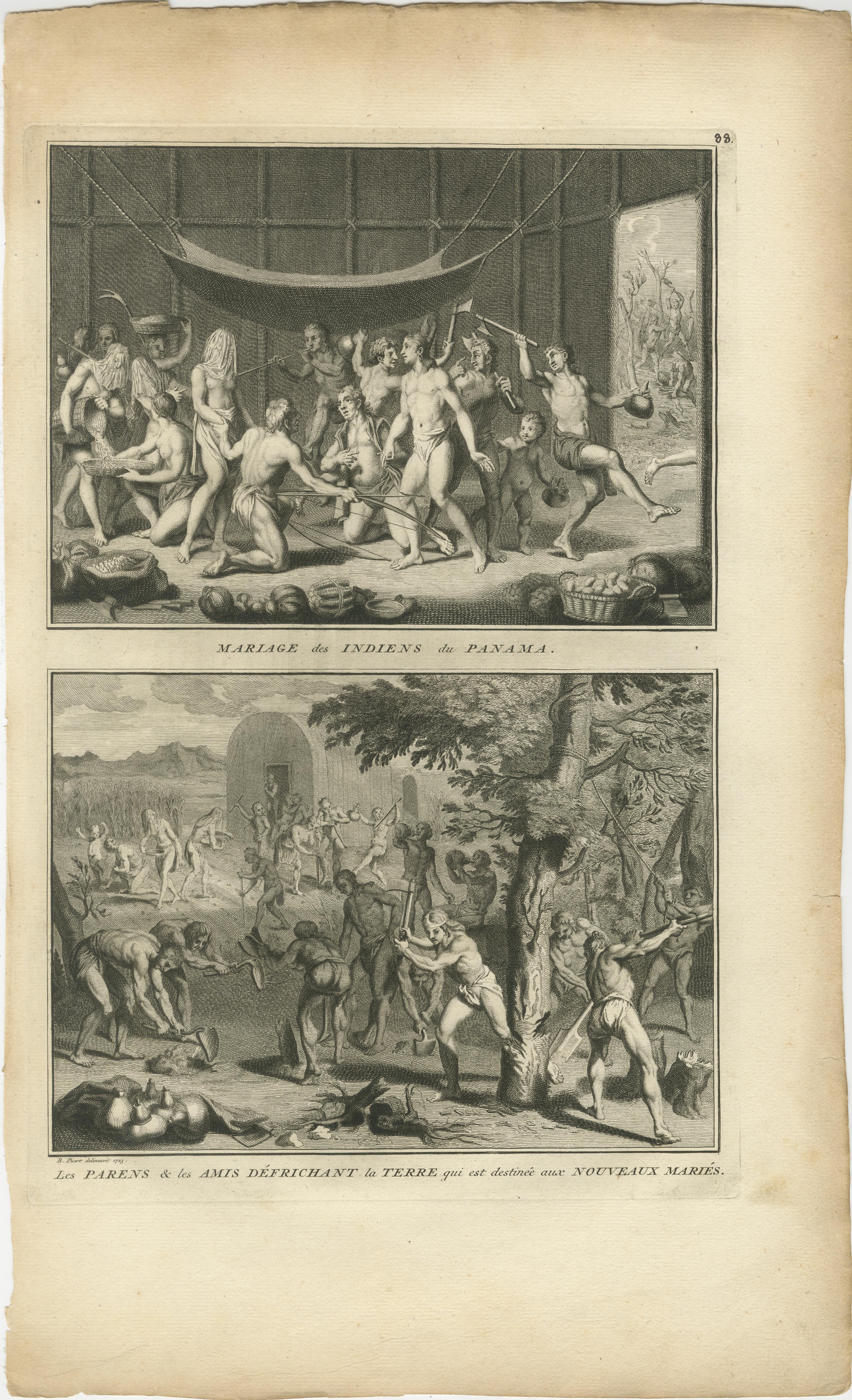 Marriage of the Indians of Panama und Land Clearing for the Newlyweds, 1734 im Angebot 2