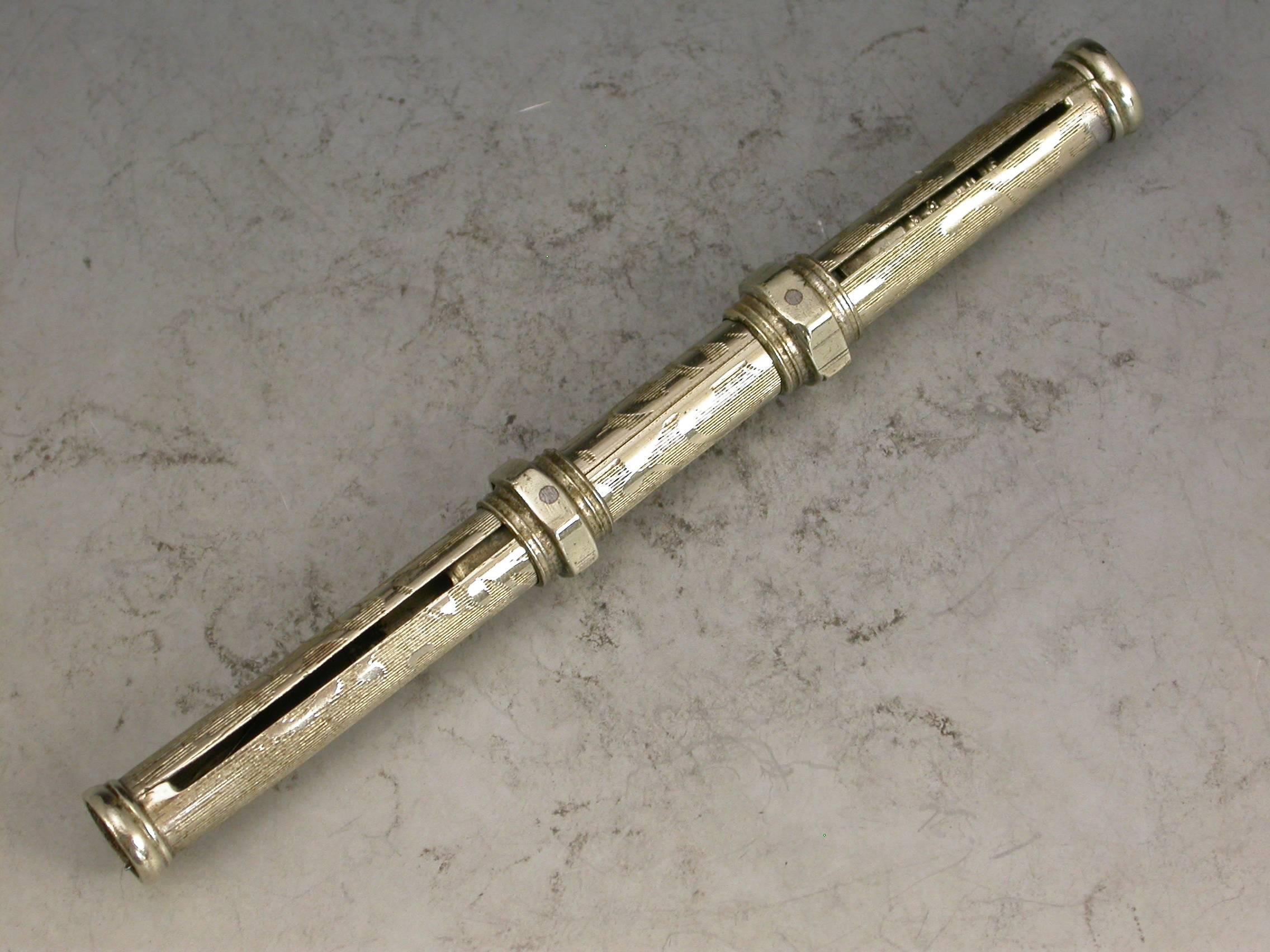 A rare Victorian nickel silver combined sliding pen and pencil, commemorating the marriage of Queen Victoria to Prince Albert. Embossed 