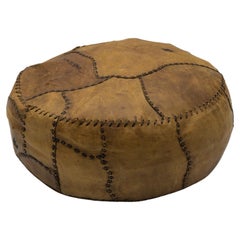 Pouf en patchwork en cuir Marrocan Choco Brown, années 1960