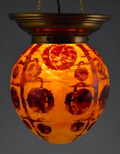 Marrons, Art Deco Cameo Deckenleuchte aus Glas Charles Schneider Le Verre Français