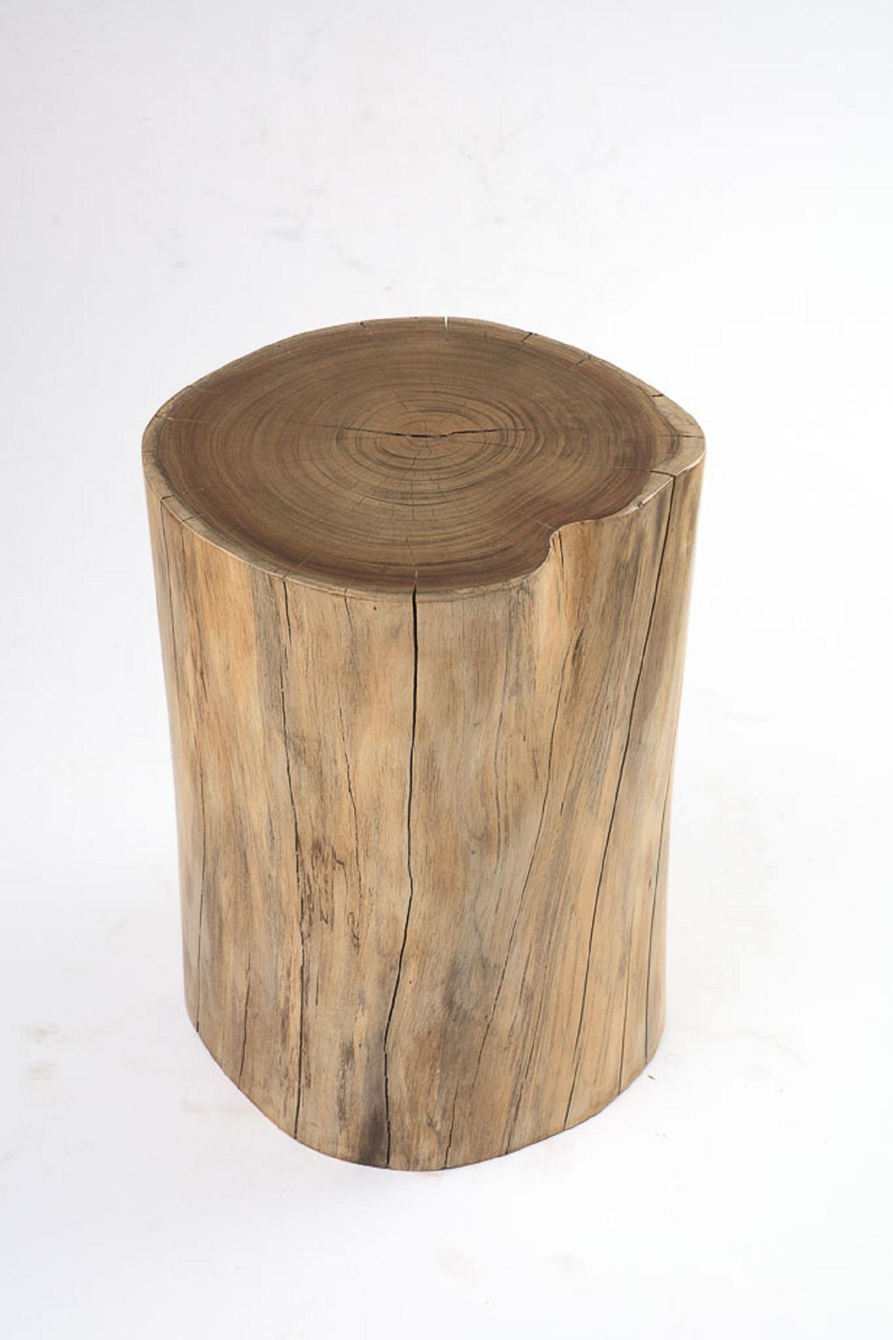 Hand-Carved Marrow Carved Solid Wooden Stump by Kunaal Kyhaan For Sale