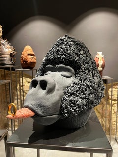 Marry Me, Gorilla with wedding ring, Ceramic Centerpiece Handmade in Italy