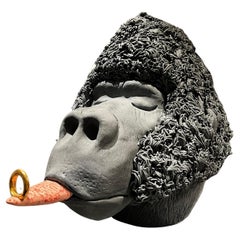 Marry Me Gorilla Ceramic Centerpiece Handmade in Italy Without Mold, 2023