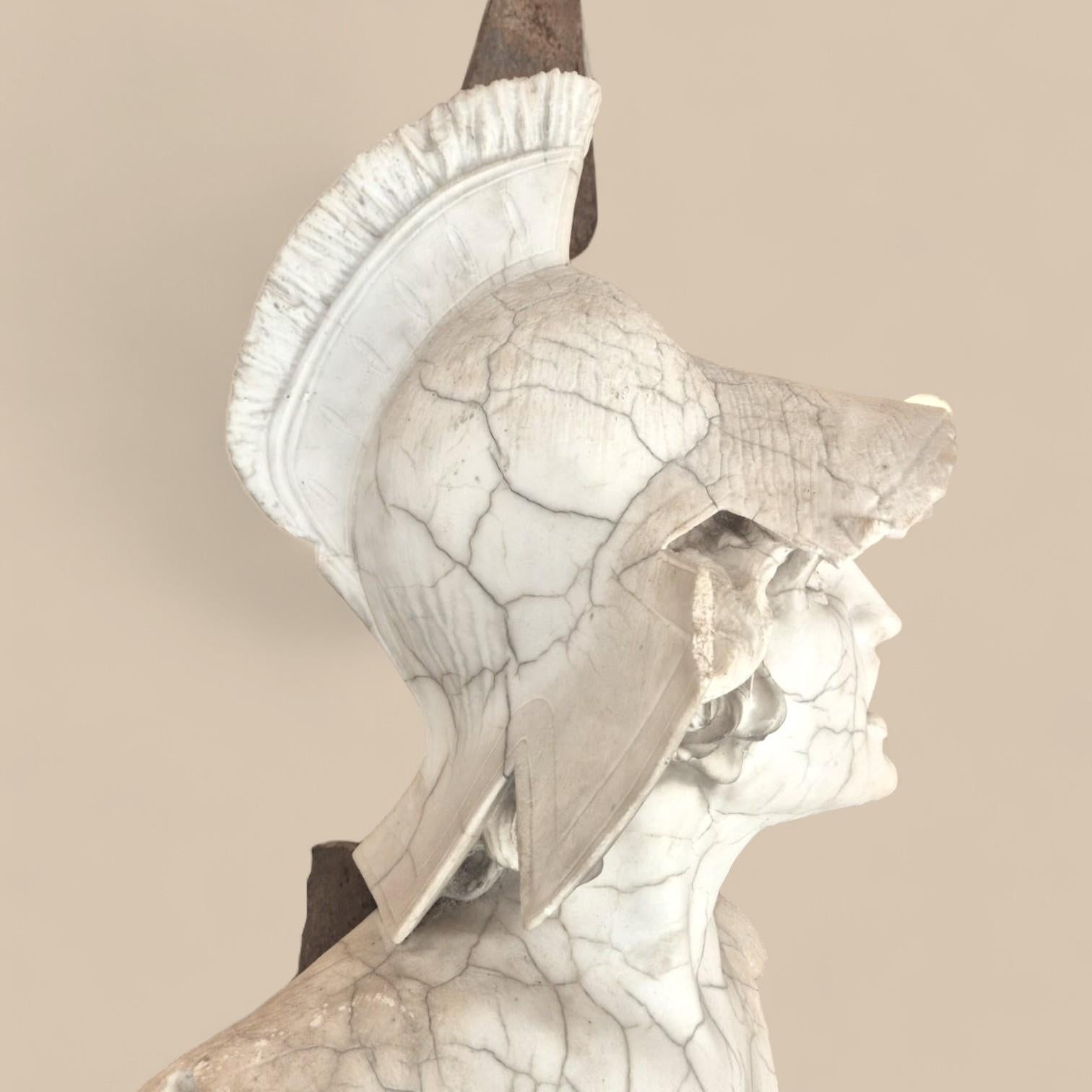 Mars God of war in rust-patinated steel & antique marble by Michel Froment, 2025 in vendita 5