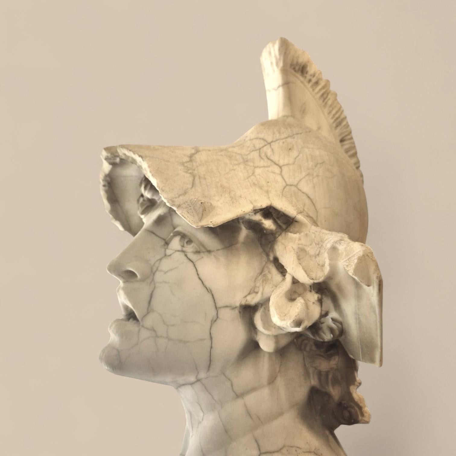 Mars God of war in rust-patinated steel & antique marble by Michel Froment, 2025 in vendita 7