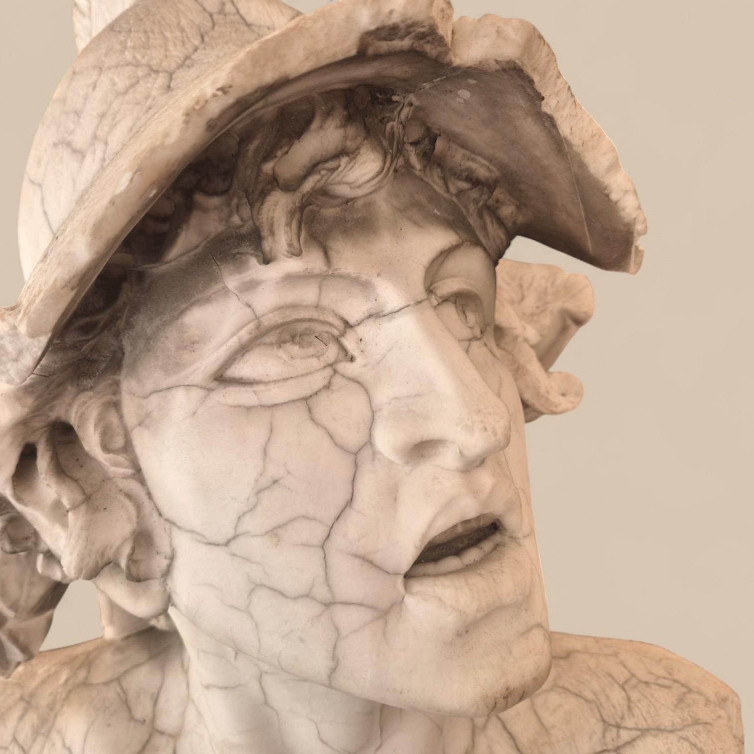 Mars God of war in rust-patinated steel & antique marble by Michel Froment, 2025 in vendita 1