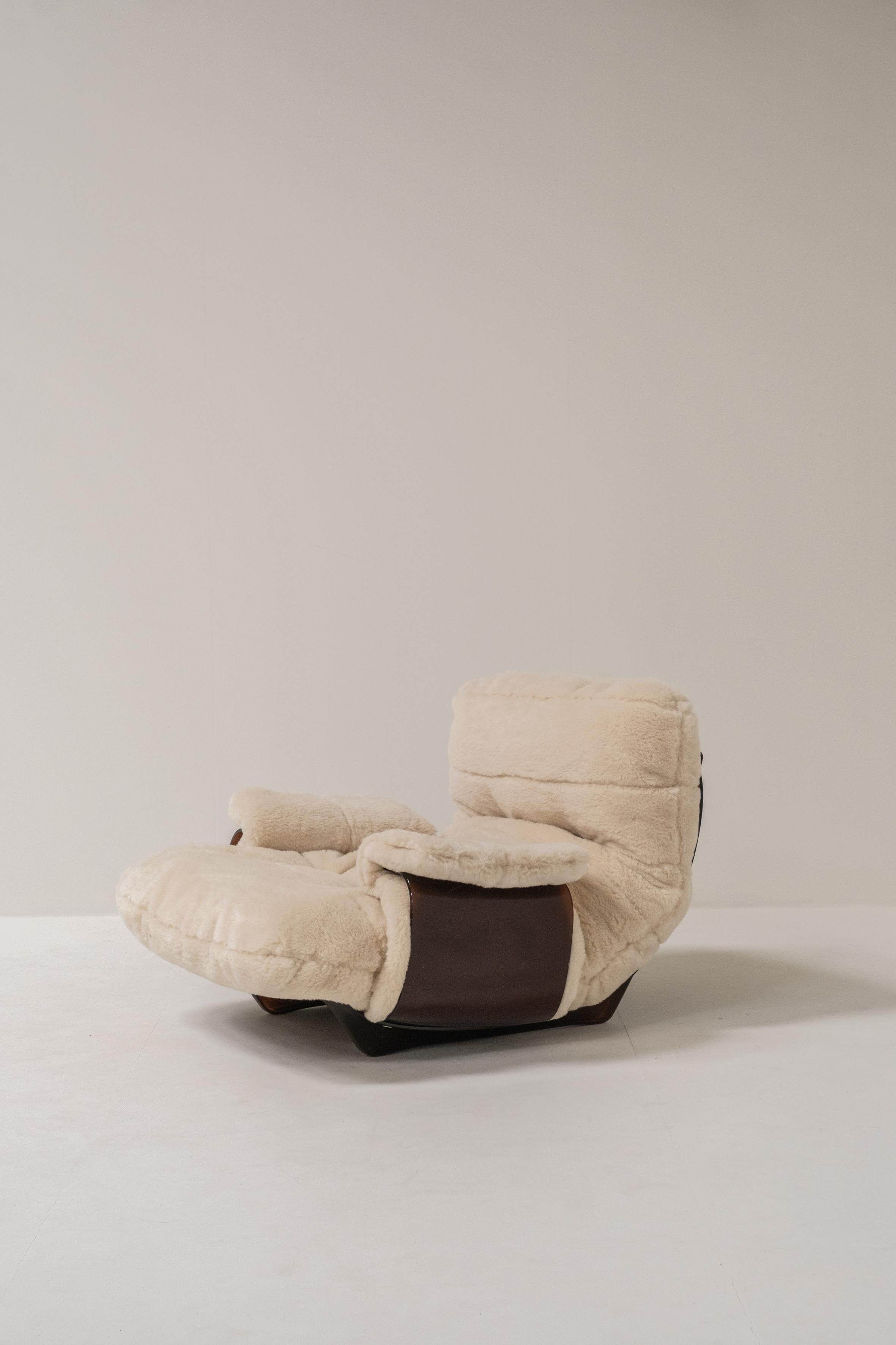 20th Century Marsala 1-Seater with Footrest by Michel Ducaroy for Ligne Roset, France, 1970s For Sale