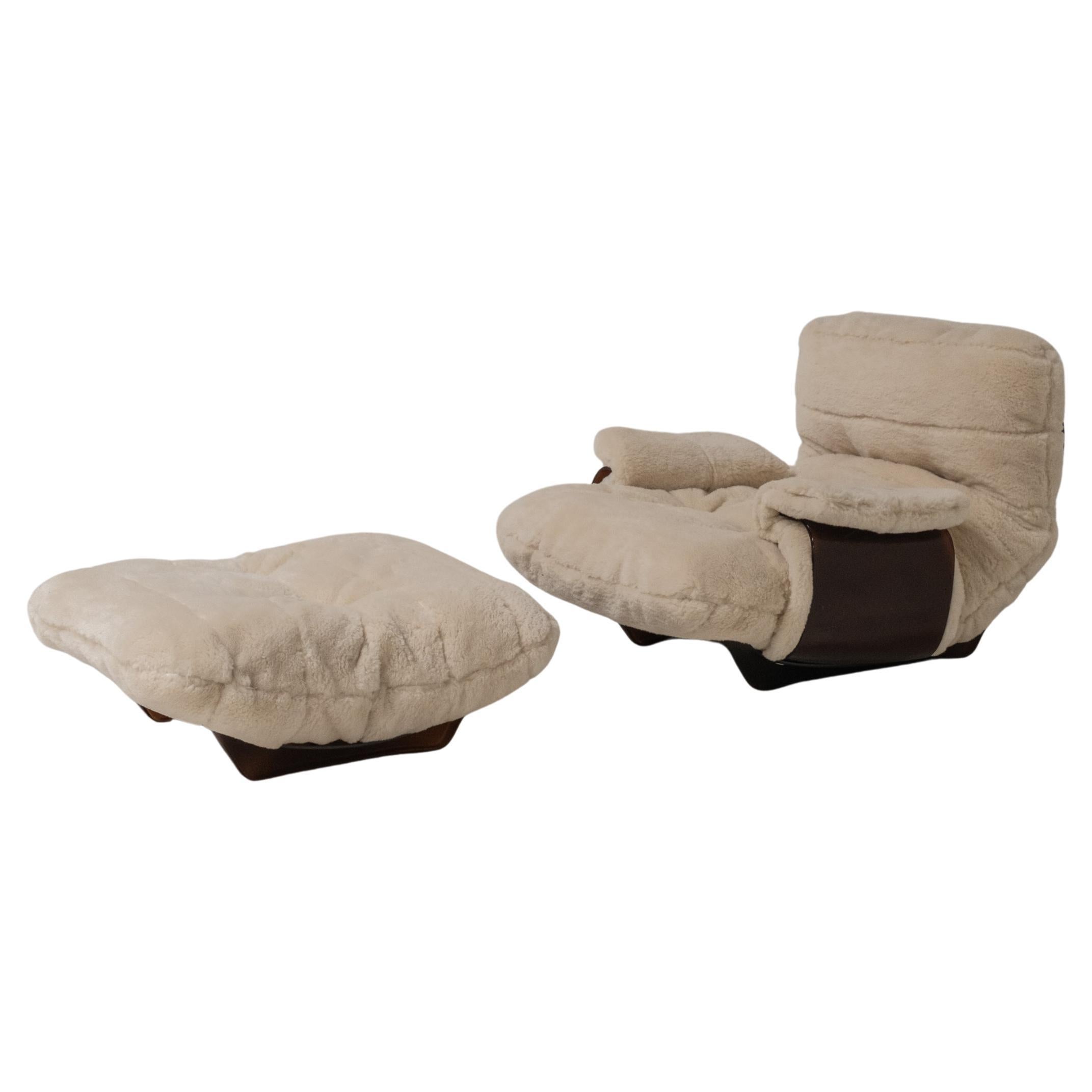 Marsala 1 plaza con reposapiés de Michel Ducaroy para Ligne Roset, Francia, años 70