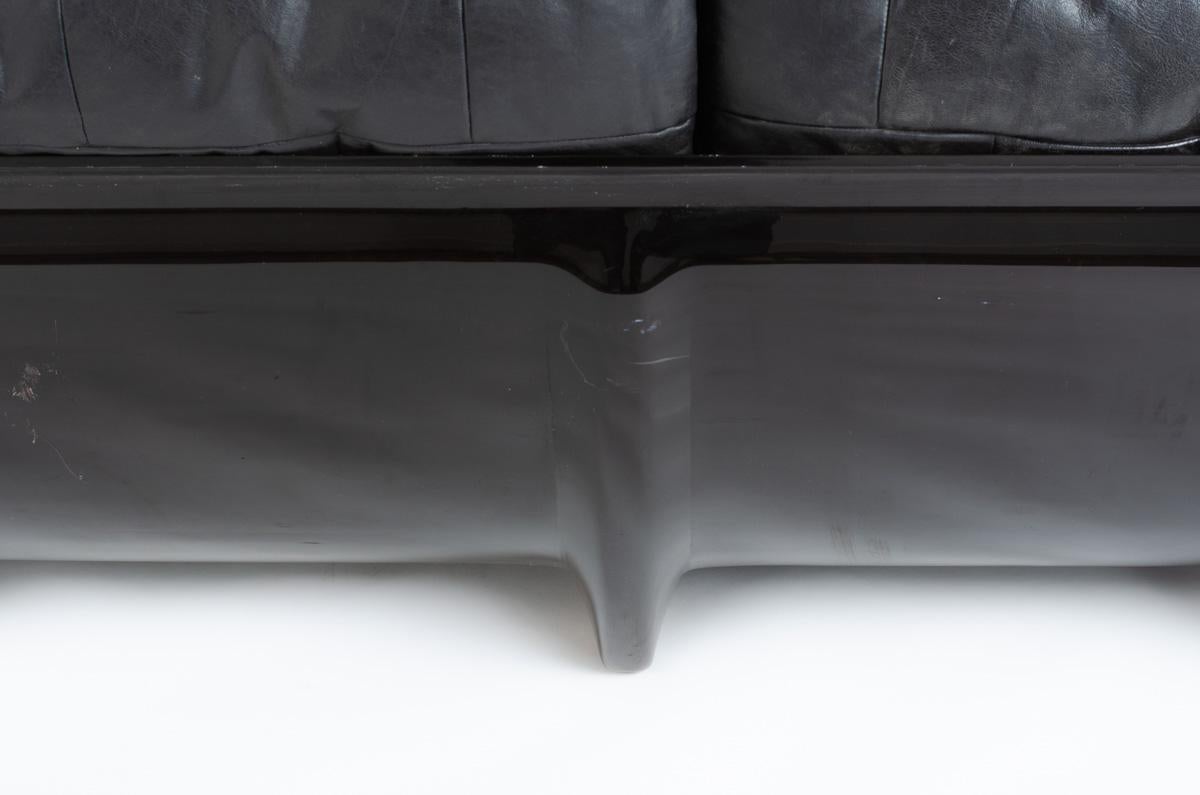 Marsala 3-Seat Sofa Black Leather by Michel Ducaroy for Ligne Roset 1970 6