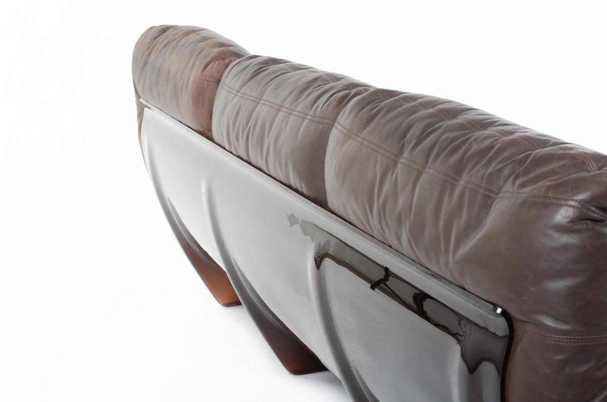 Marsala 3-Seat Sofa Brown Leather by Michel Ducaroy for Ligne Roset, 1970 5