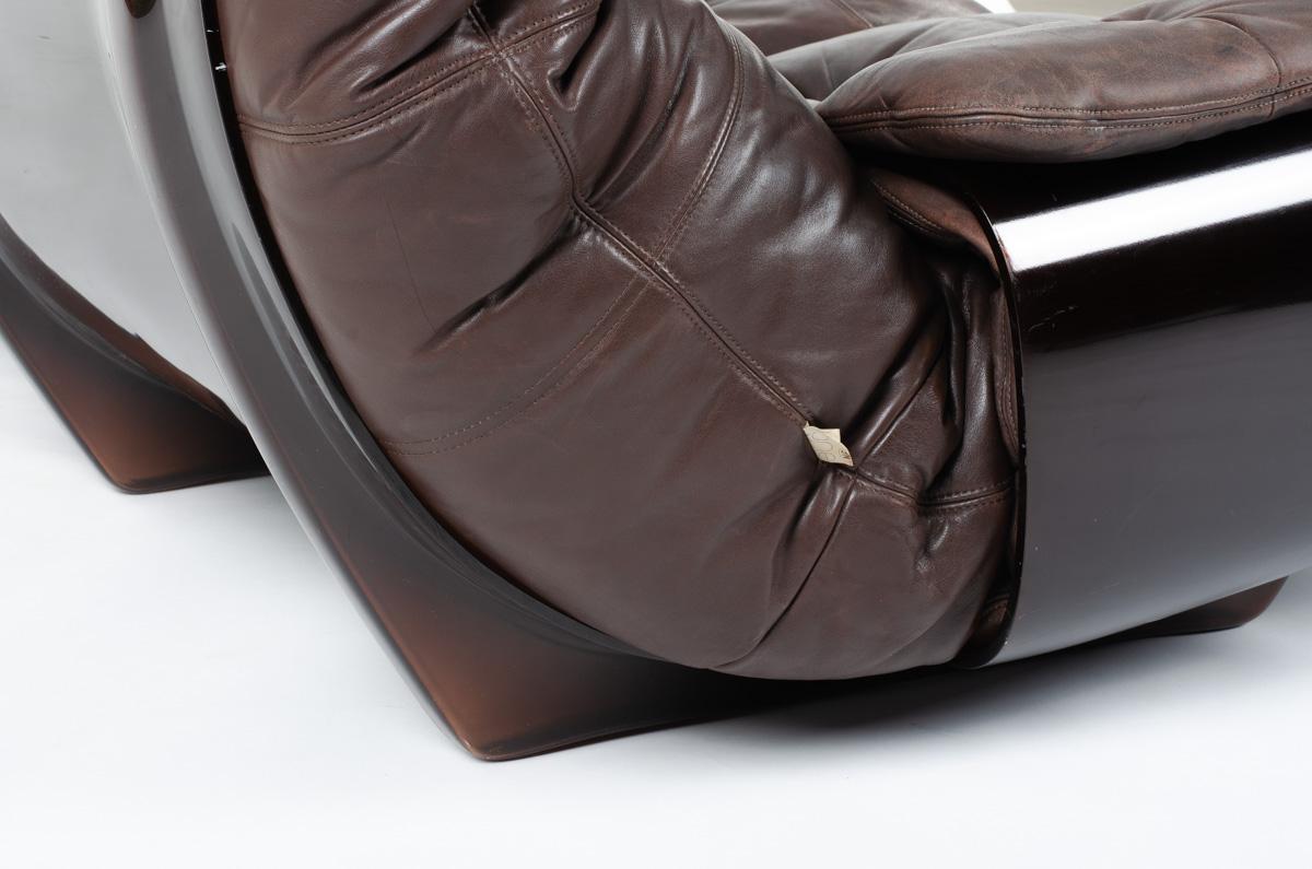Marsala 3-Seat Sofa Brown Leather by Michel Ducaroy for Ligne Roset, 1970 7
