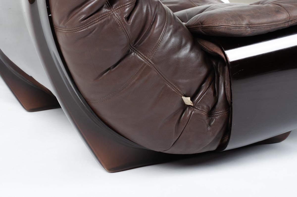 Canapé 3 places Marsala en cuir Brown par Michel Ducaroy pour Ligne Roset, 1970 3