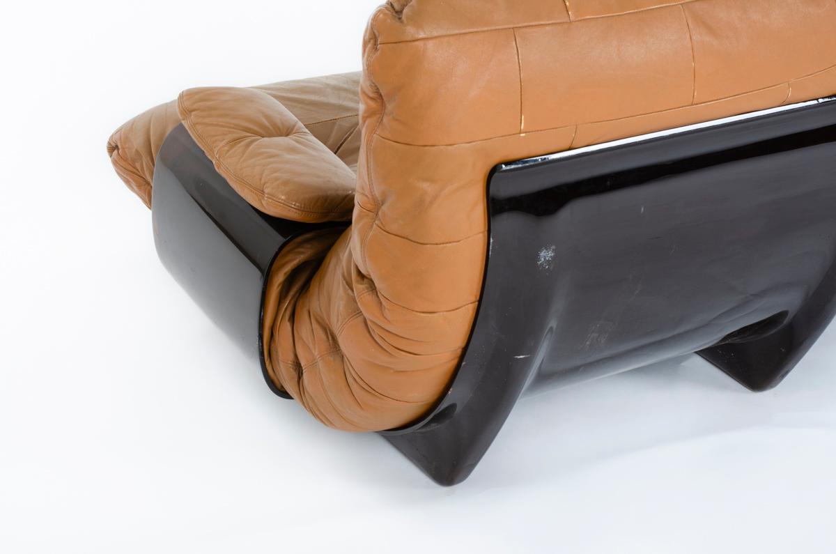 Marsala 3-Sitz-Sofa aus braunem Leder von Michel Ducaroy für Ligne Roset, 1970 im Angebot 10