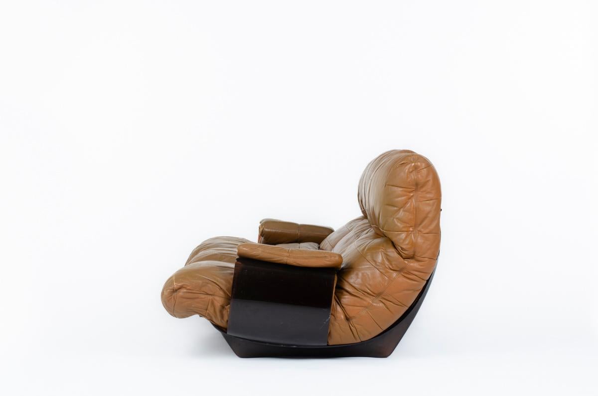 Marsala 3-Sitz-Sofa aus braunem Leder von Michel Ducaroy für Ligne Roset, 1970 (Französisch) im Angebot