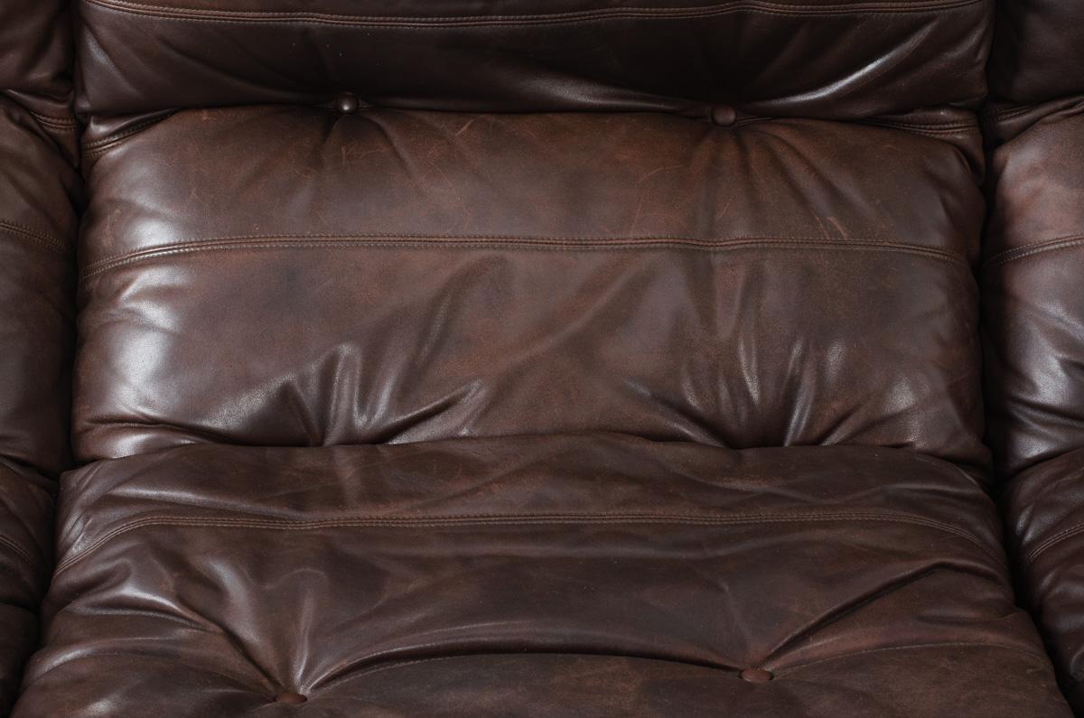 Marsala 3-Seat Sofa Brown Leather by Michel Ducaroy for Ligne Roset, 1970 2