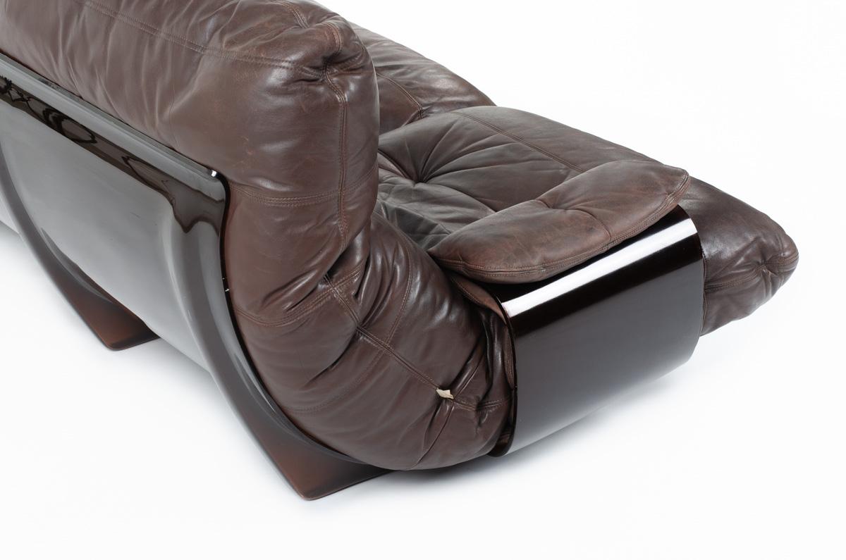 Marsala 3-Seat Sofa Brown Leather by Michel Ducaroy for Ligne Roset, 1970 4