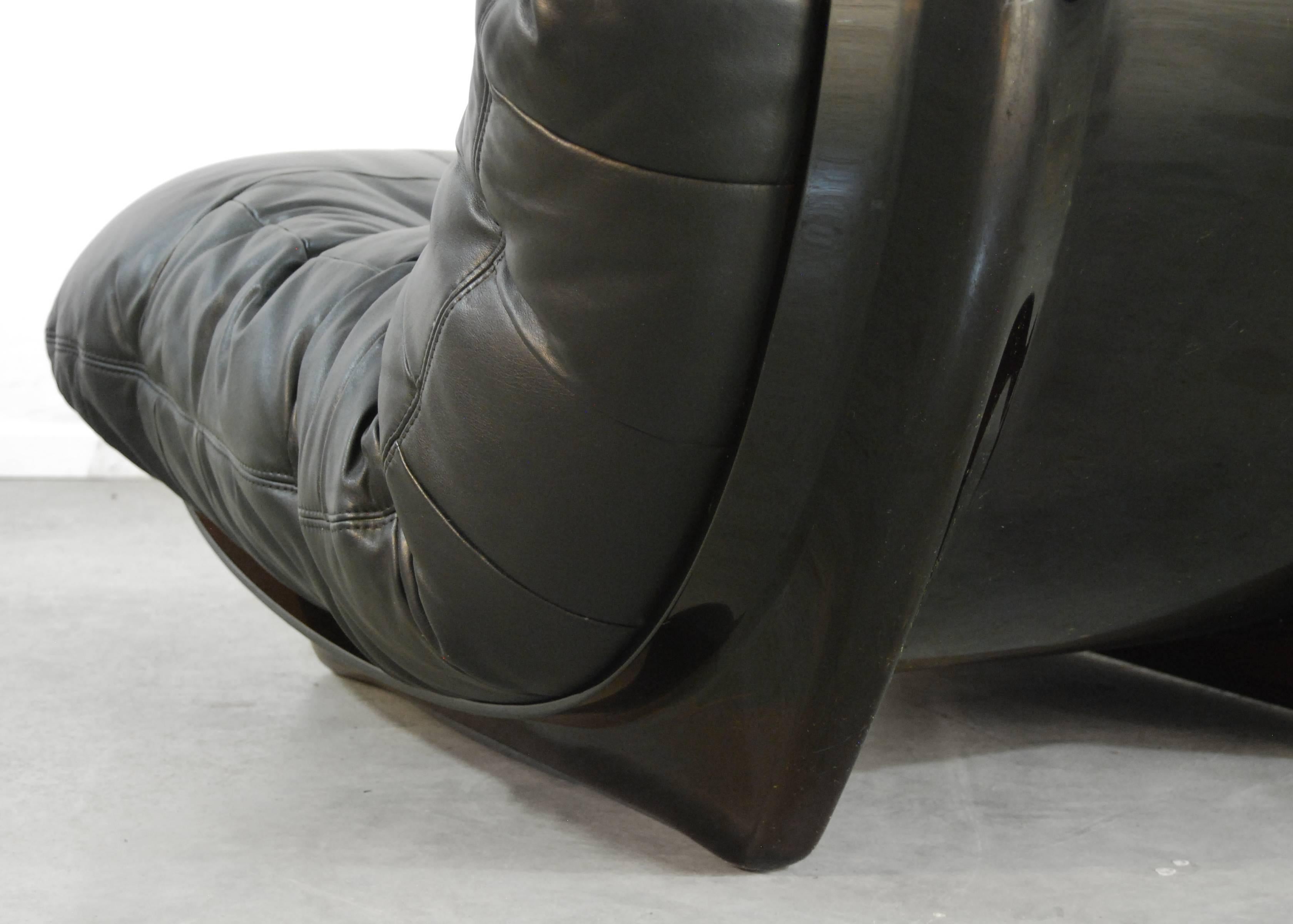 Mid-Century Modern Marsala Black Lounge Chair by Michel Ducaroy for Ligne Roset, Italy, 1970s