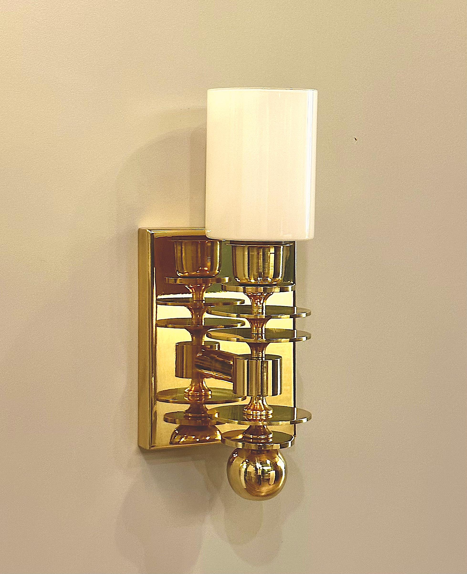 Welded Marsala Brass Wall Sconce Mid-Century Modern Lighting For Sale