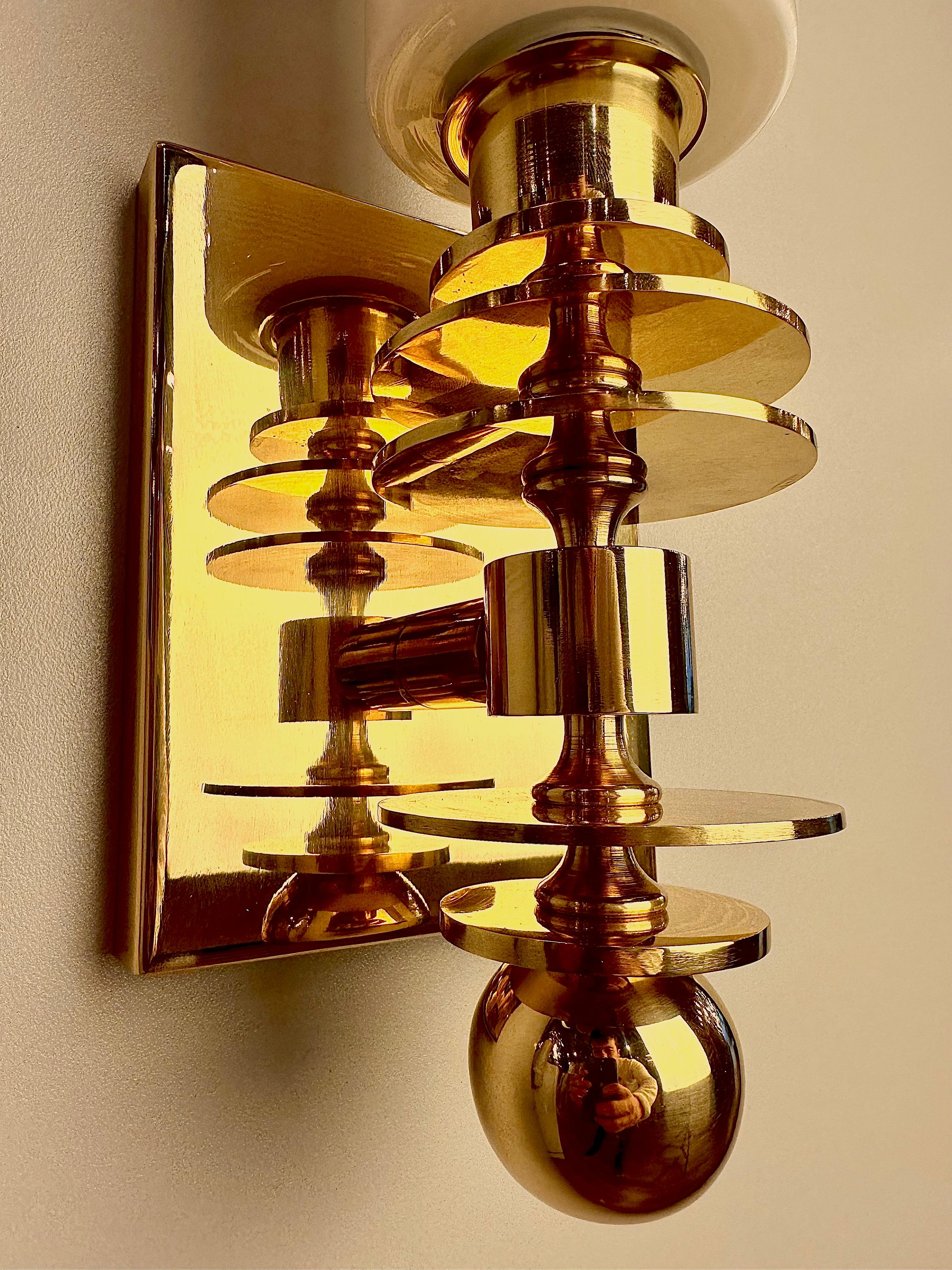 Contemporary Marsala Brass Wall Sconce Mid-Century Modern Lighting For Sale