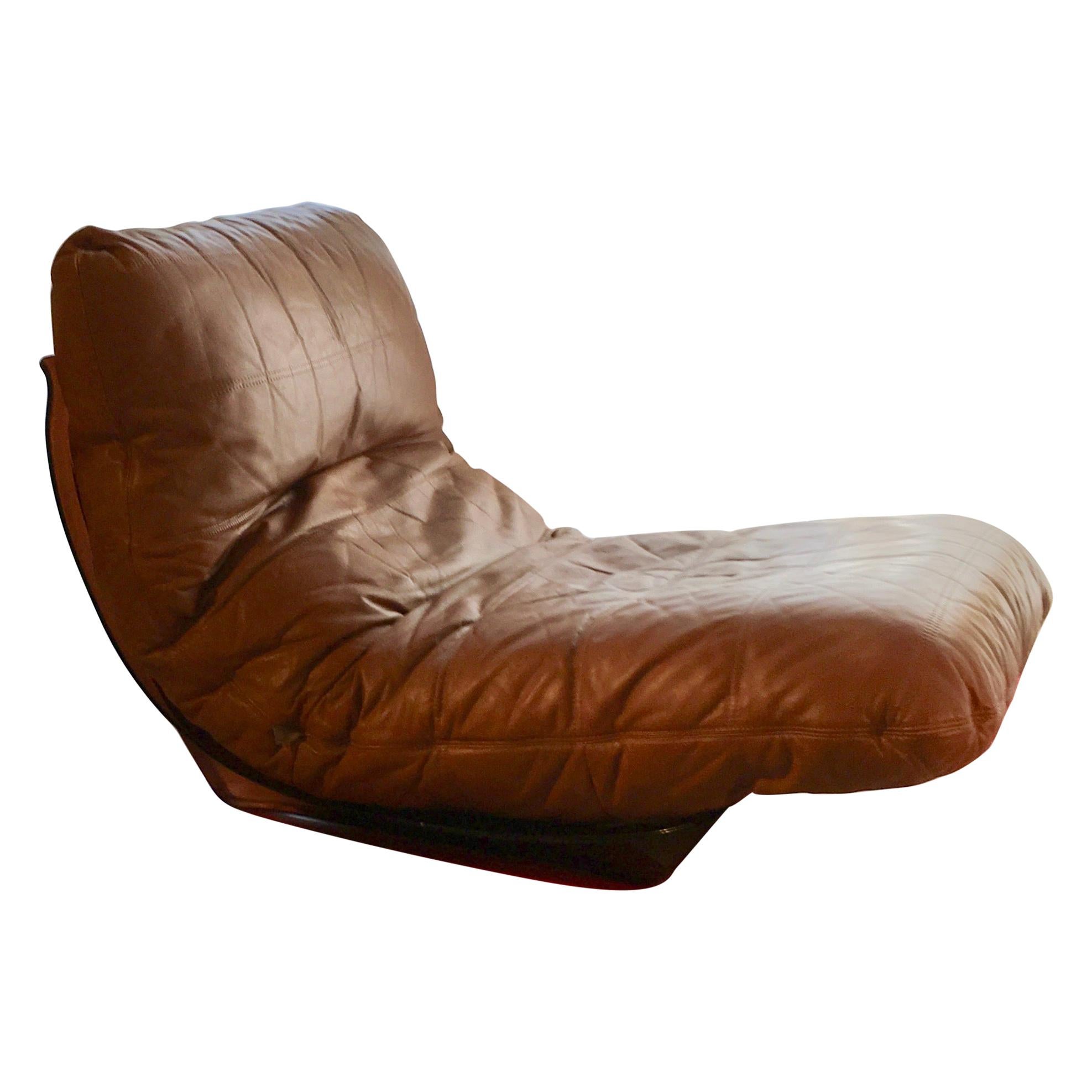Marsala Leather Chair by Michel Ducaroy for Ligne Roset, France, 1970