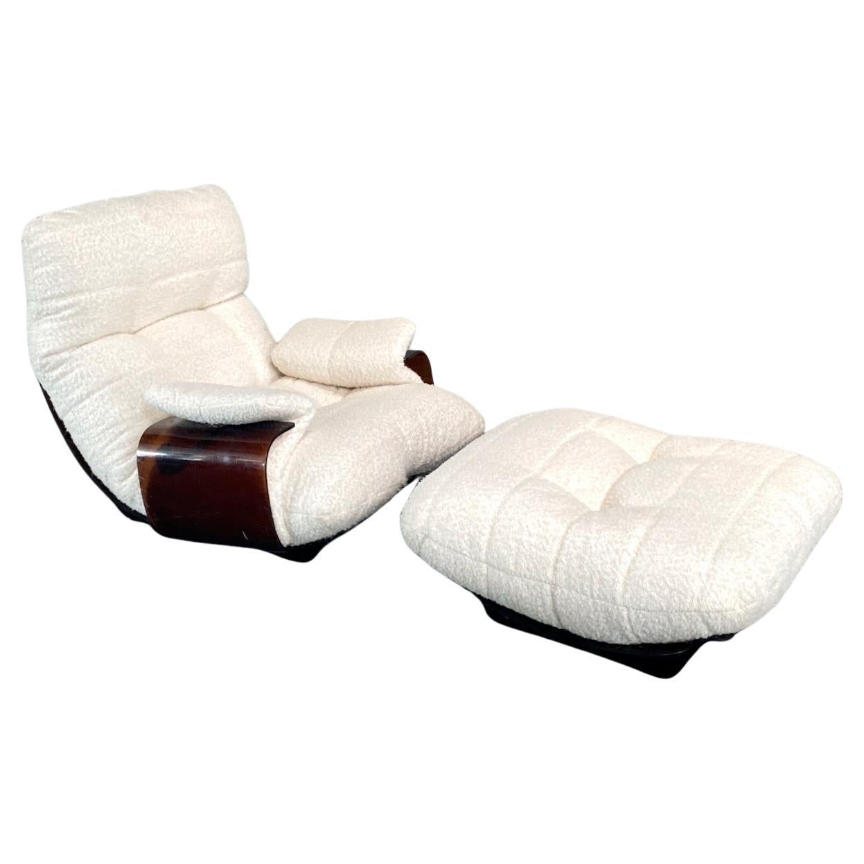 Marsala lounge chair with ottoman by Michel Ducaroy for Ligne Roset, 1970's