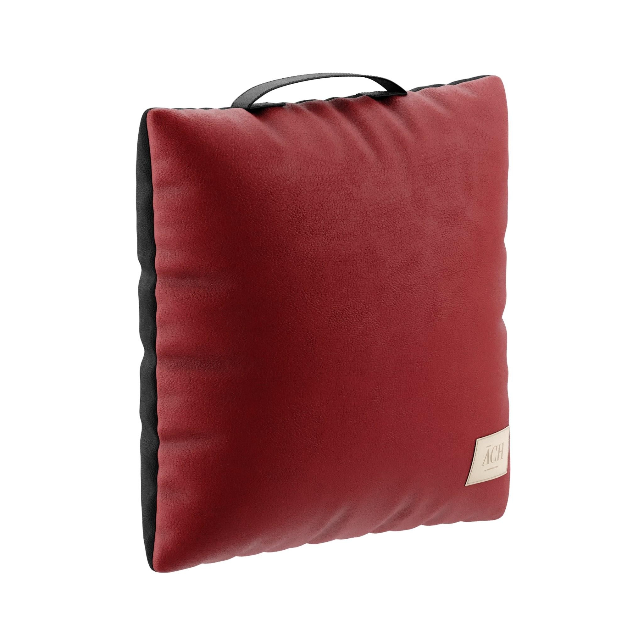 Portuguese Marsala Outdoor Throw Pillow, Modern Waterproof Square Cushion Handle