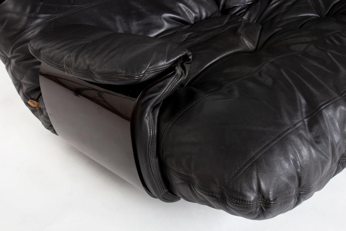 Leather Marsala sofa by Michel Ducaroy for Ligne Roset, 1970s